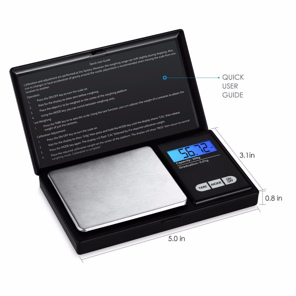 szt. precyzyjna waga 500 g/0,01 g, mała waga gramowa z wyświetlaczem LCD i funkcją tarowania do kawy, ziół, biżuterii, kamieni szlachetnych