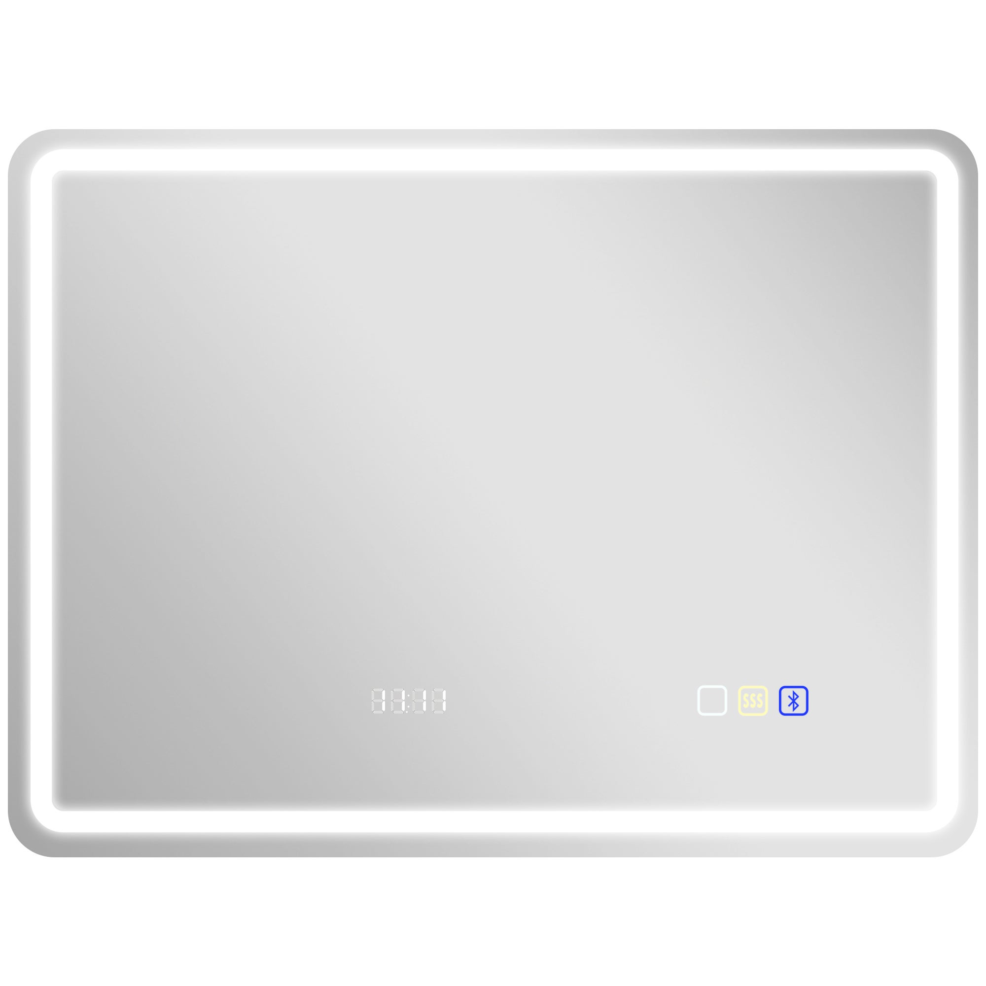 Lustro 80x60 cm z oświetleniem LED, Bluetooth i zegarem cyfrowym