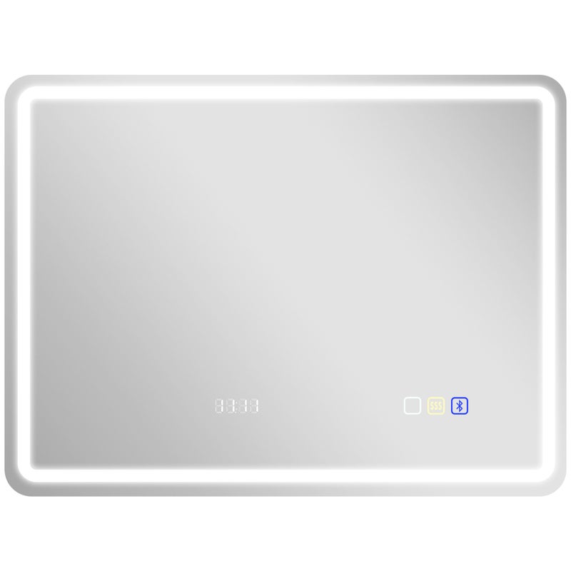 Lustro 80x60 cm z oświetleniem LED, Bluetooth i zegarem cyfrowym