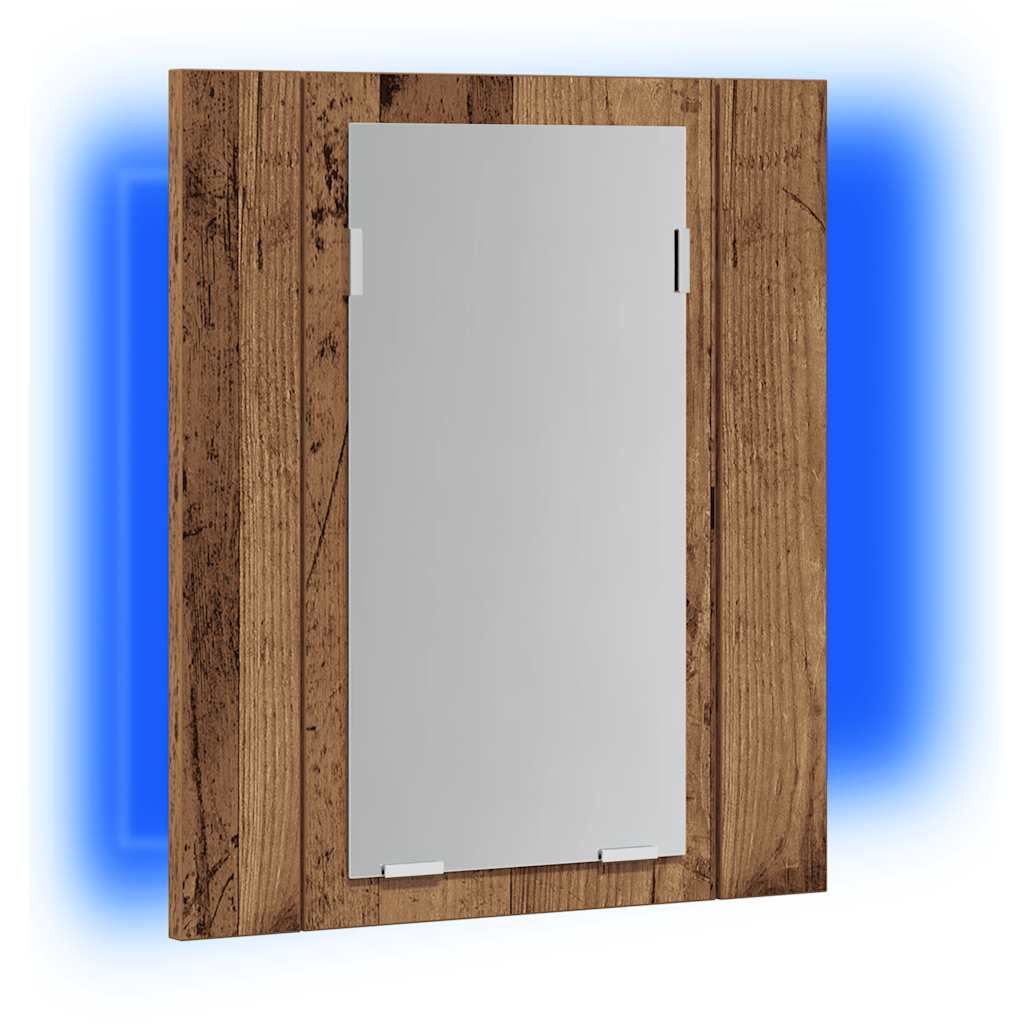 Szafka łazienkowa z lustrem i LED, stare drewno, 40x12x45 cm