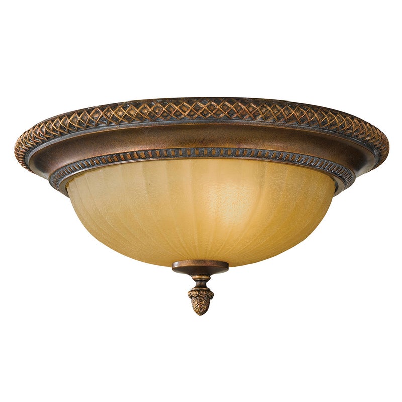 Plafon rustykalny okrągły 34.3 cm 2xE27 60W florencki złoty / brytyjski brąz Kelham Hall Feiss