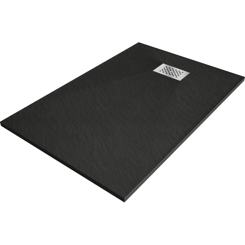 Mexen Hugo brodzik prostokątny SMC 120 x 70 cm, czarny, maskownica inox - 42707012-X