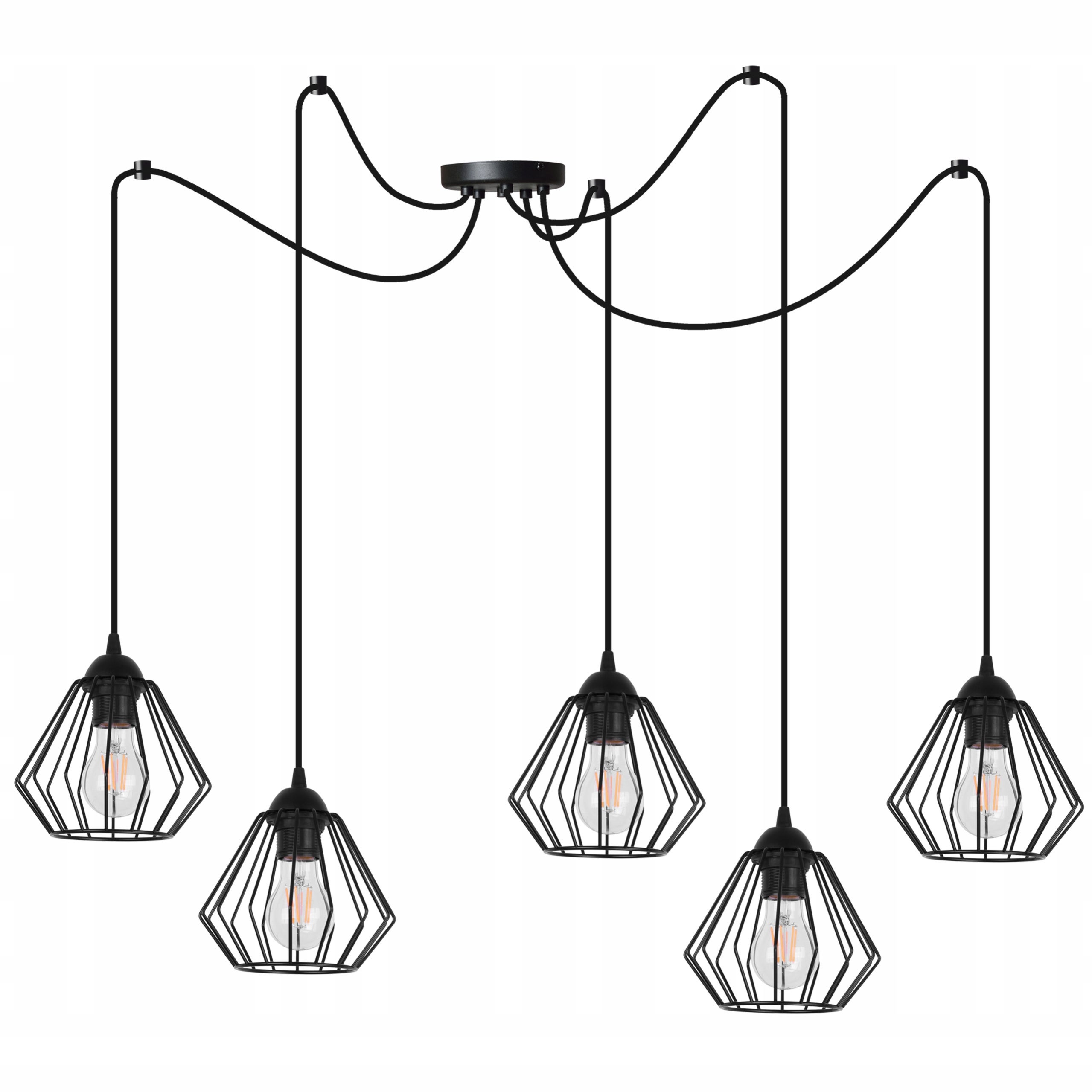 Lampa sufitowa wisząca Light Home LH Spider Elegance 5x E27 czarny przewód