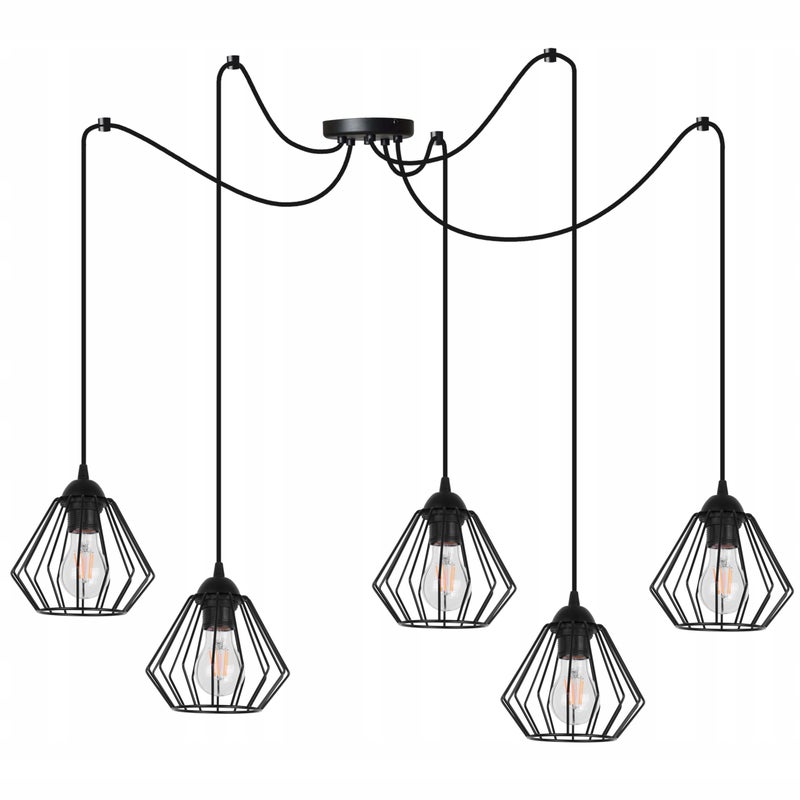 Lampa sufitowa wisząca Light Home LH Spider Elegance 5x E27 czarny przewód