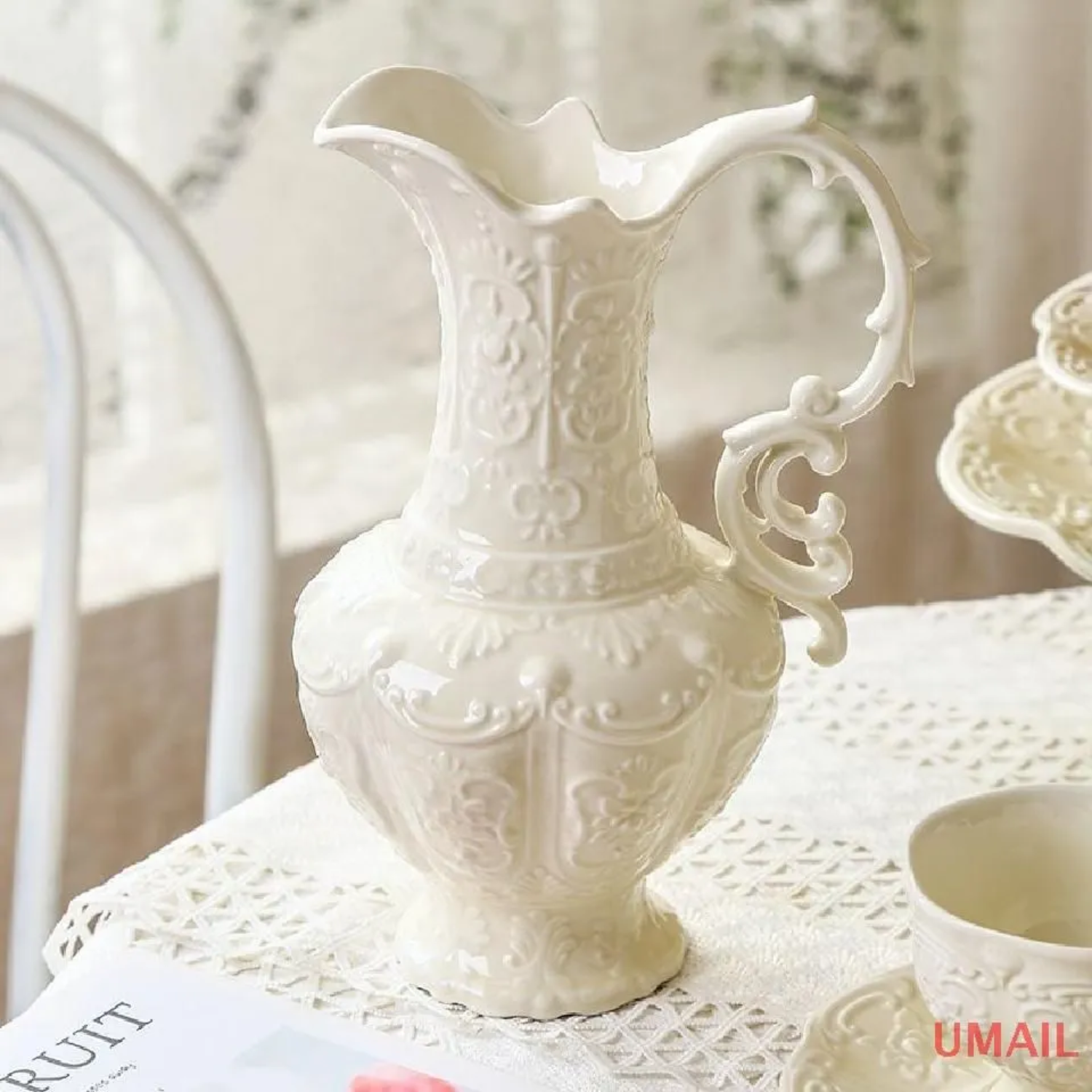Wazony ceramiczne w stylu francuskim (seria z tłoczonymi wzorami)