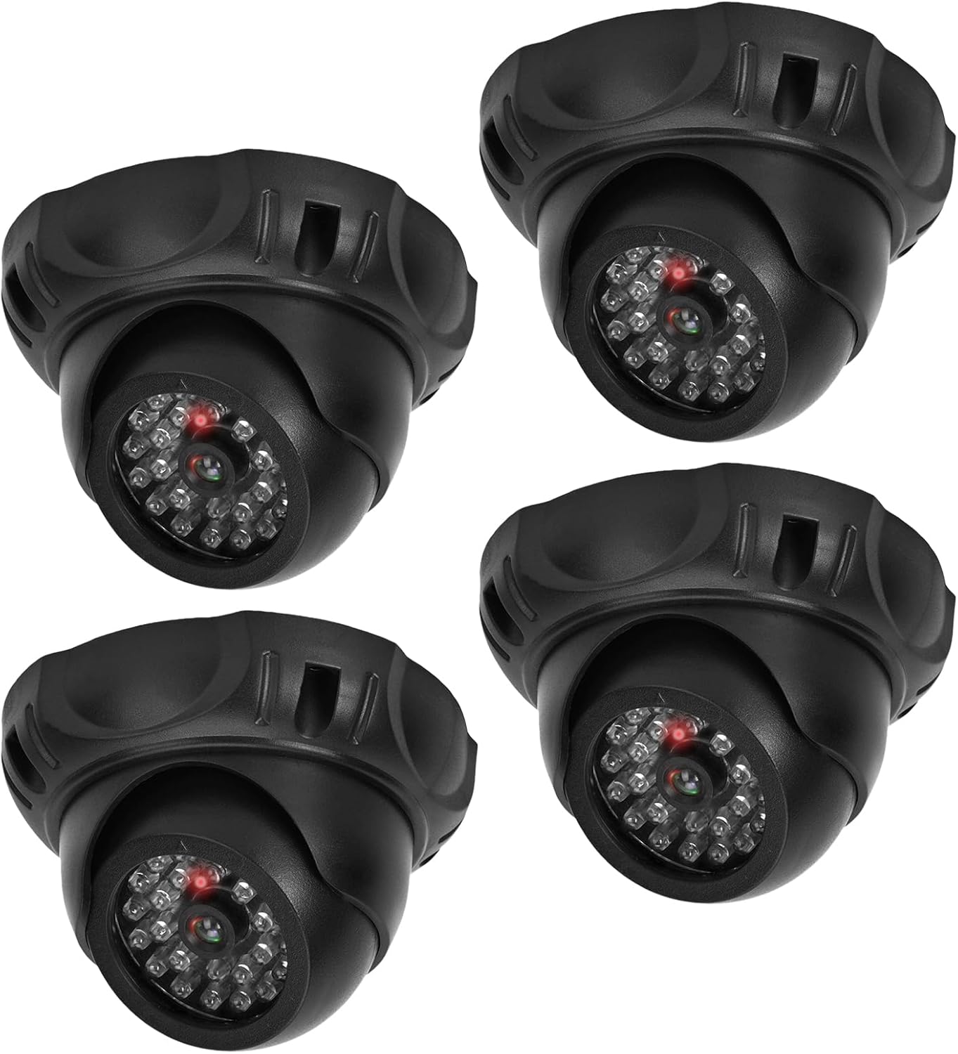 Wirtualna kamera zewnętrzna 4-częściowa, wirtualna kamera monitorująca z baterią, migająca czerwona dioda LED, obrót o 360°