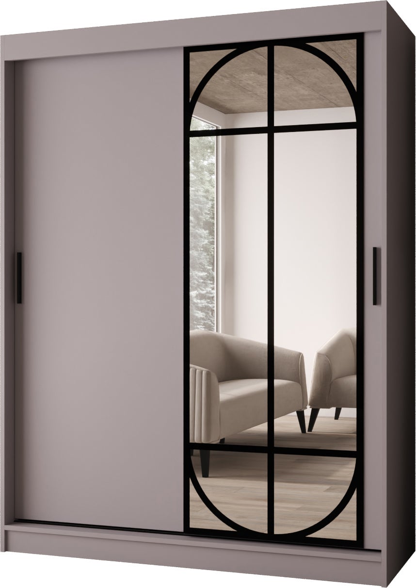 Szafa przesuwna z lustrem LUGO 150 x 62 x 200 kaszmir + u. czarny