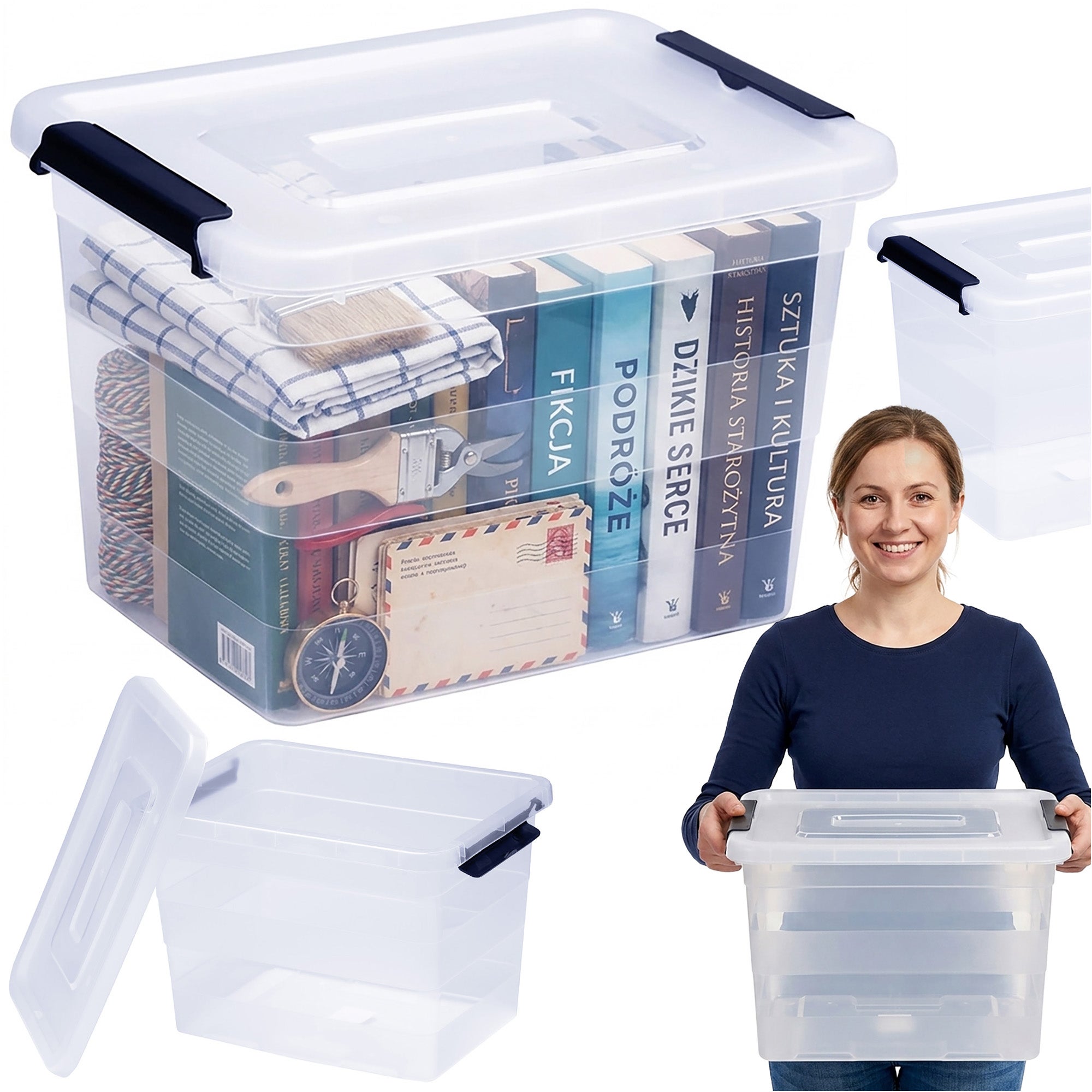 Pojemnik EDANTI Plastikowy Pudełko 20 L Do Przechowywania Transparentne 1 szt