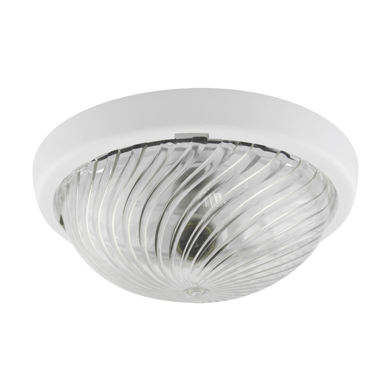 Lampa zewnętrzna sufitowa okrągła Ø25cm biała przezroczysty ozdobny klosz 1xE27 75W IP44 WIR Struhm