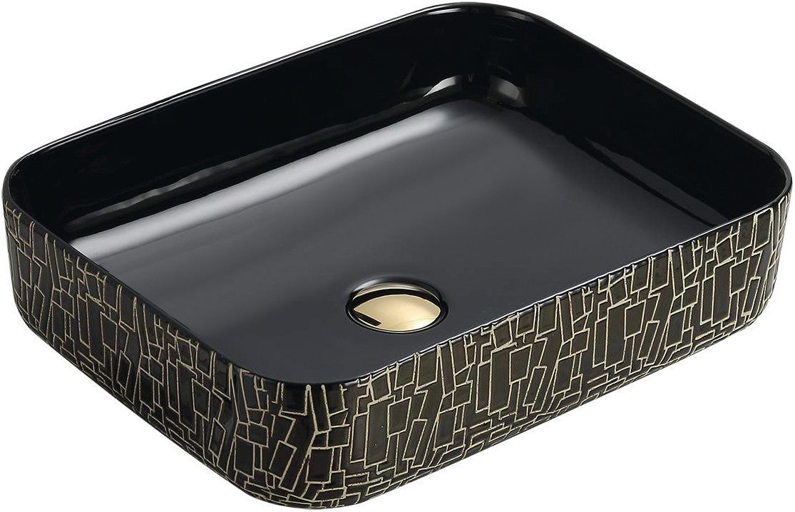 Mexen Lorita umywalka nablatowa 51 x 39 cm, czarna/złota - 22135163