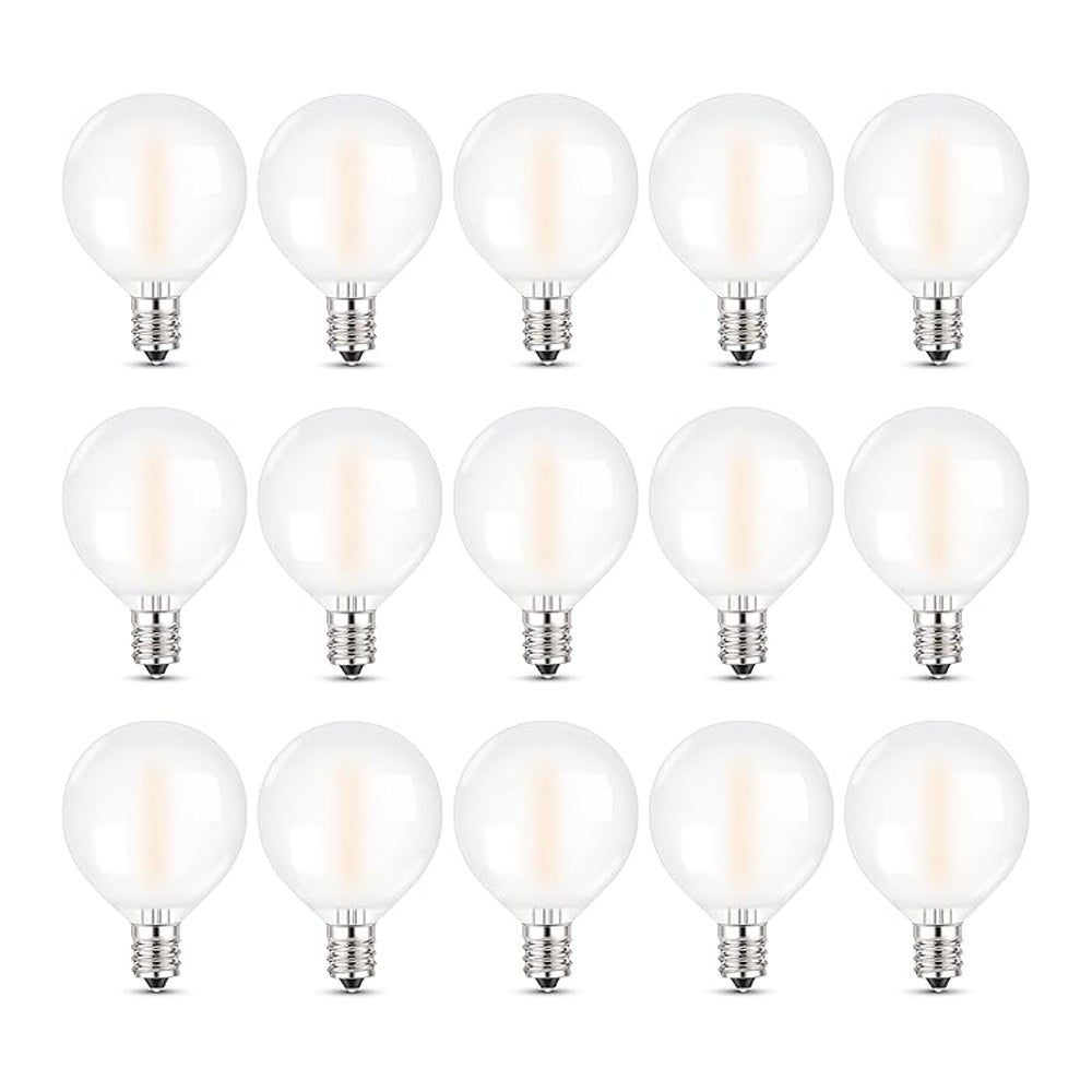 G40 matowe żarówki LED E12 Filament Vintage Edison, 1W odpowiednik 10W, ciepła biel 2200K do żyrandoli bez możliwości ściemniania, 15szt.