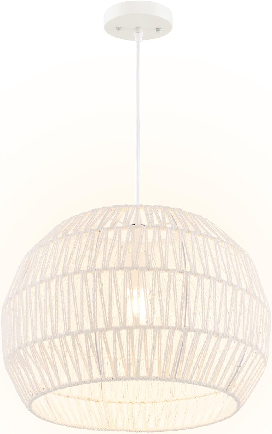 Papierowa lampa wisząca w stylu retro, boho, rustykalna, średnica 43 x 34 cm, pleciona lampa wisząca, kosz E27 (nie wchodzi w zakres dostawy) jadalni