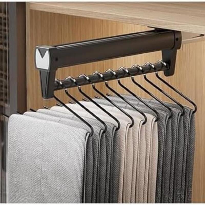 Wzmocniony, regulowany, dwustronny drążek na ubrania – drążek do garderoby (31 cm, czarny)