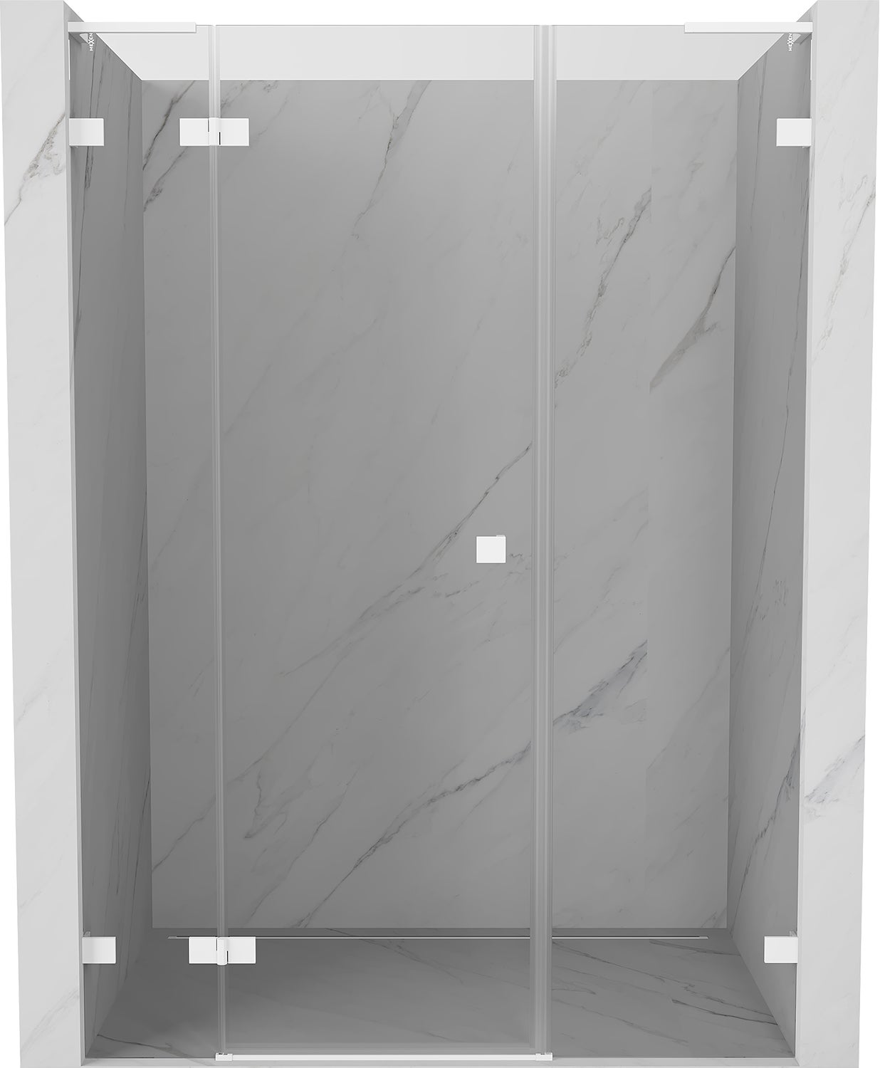 Mexen Lunar L drzwi prysznicowe uchylne lewe 130 cm, transparent, białe - 834SL-130-050-20-00-L