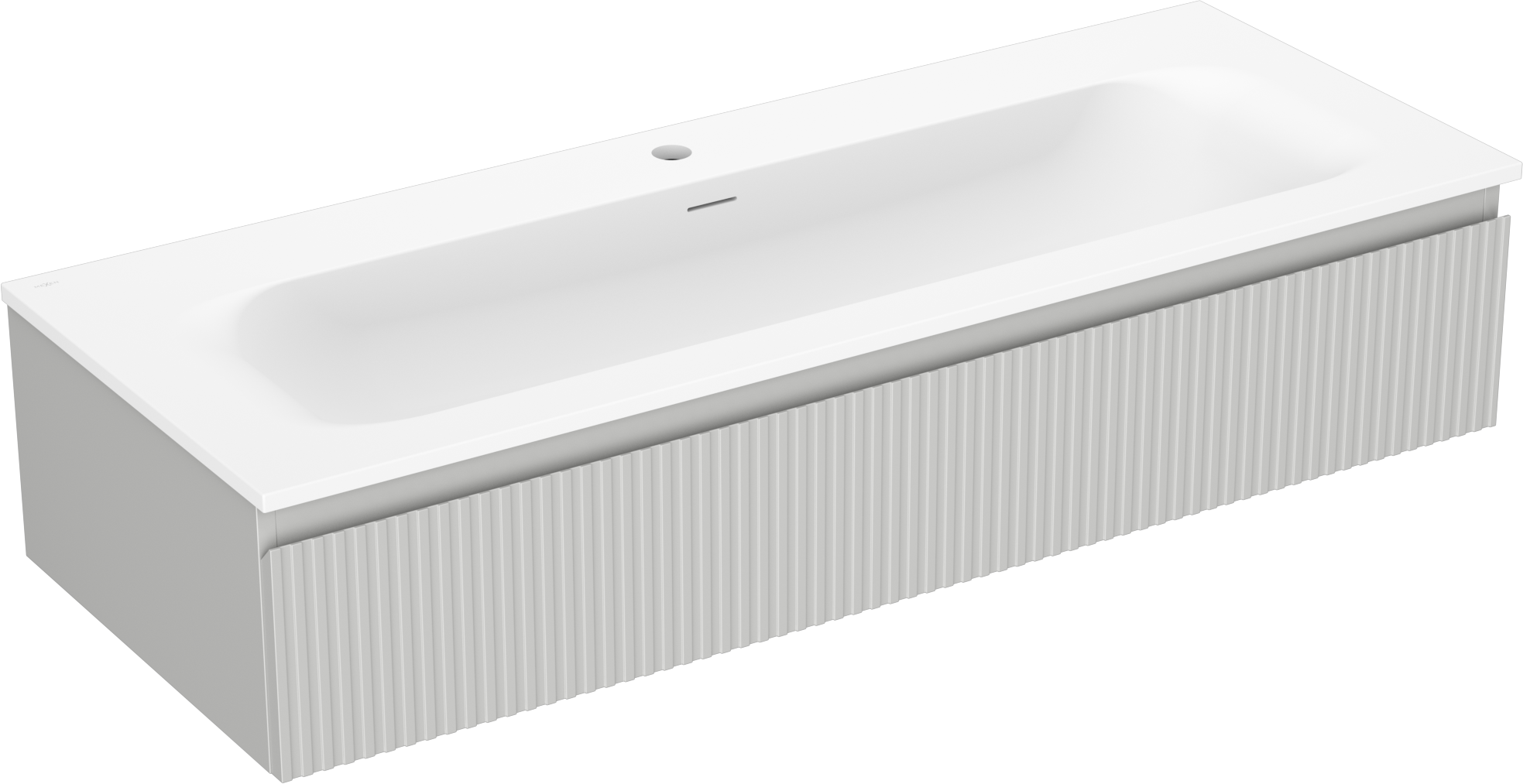 Mexen Rivel szafka łazienkowa 120 cm z umywalką Vela, 1 szuflada, ryflowana , szara mat/biała mat - 91A20-12023-1-BF62-W23M01
