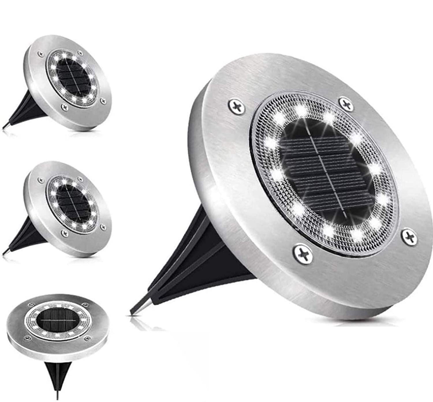 Zestaw solarnych lamp zewnętrznych do wkopania w ziemię LED wodoszczelne wbudowane oświetlenie solarne do ogrodu trawnika schodów basenu