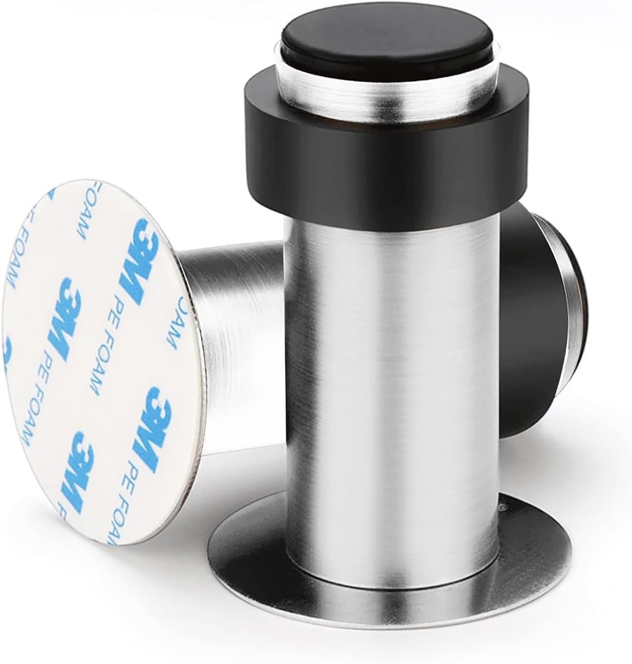 Ogranicznik drzwi ze stali nierdzewnej - srebrny - 6 cm - do montażu na ścianie - 1 szt.