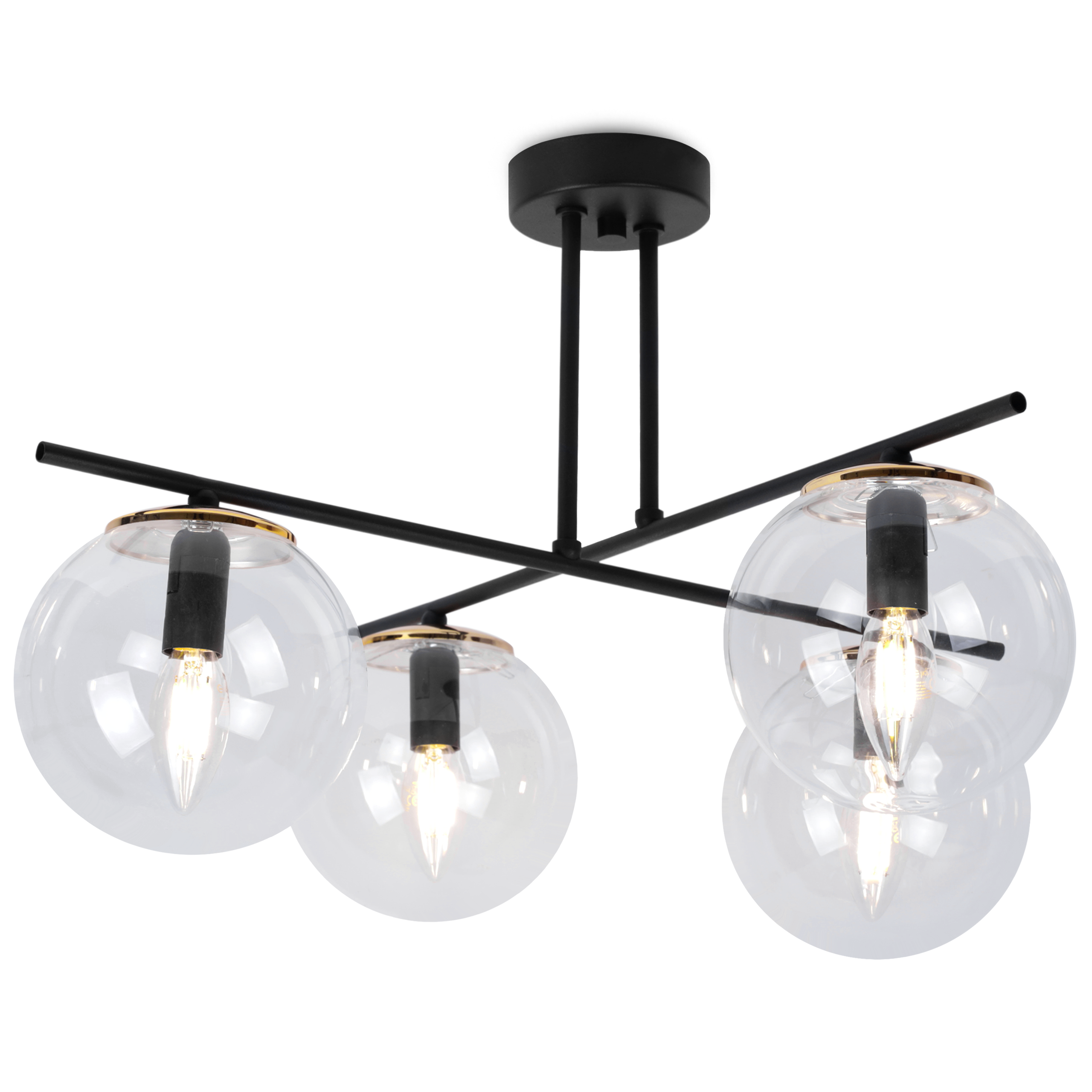 Lampa sufitowa wisząca Light Home LH Modena 4x E14 60W transparentny/złoty