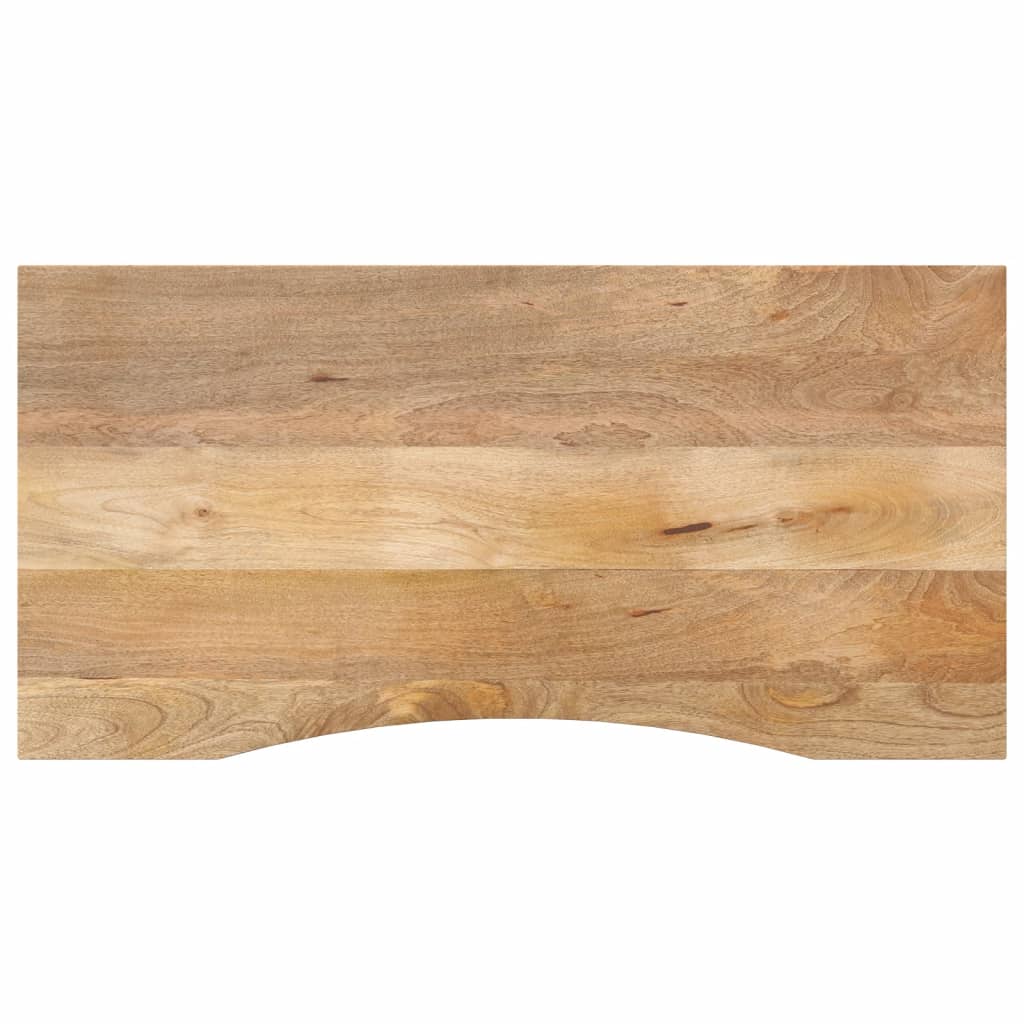 Blat Drewniany Mango Lity Surowy do Biurka 110x50 cm z Wycięciem Brązowy
