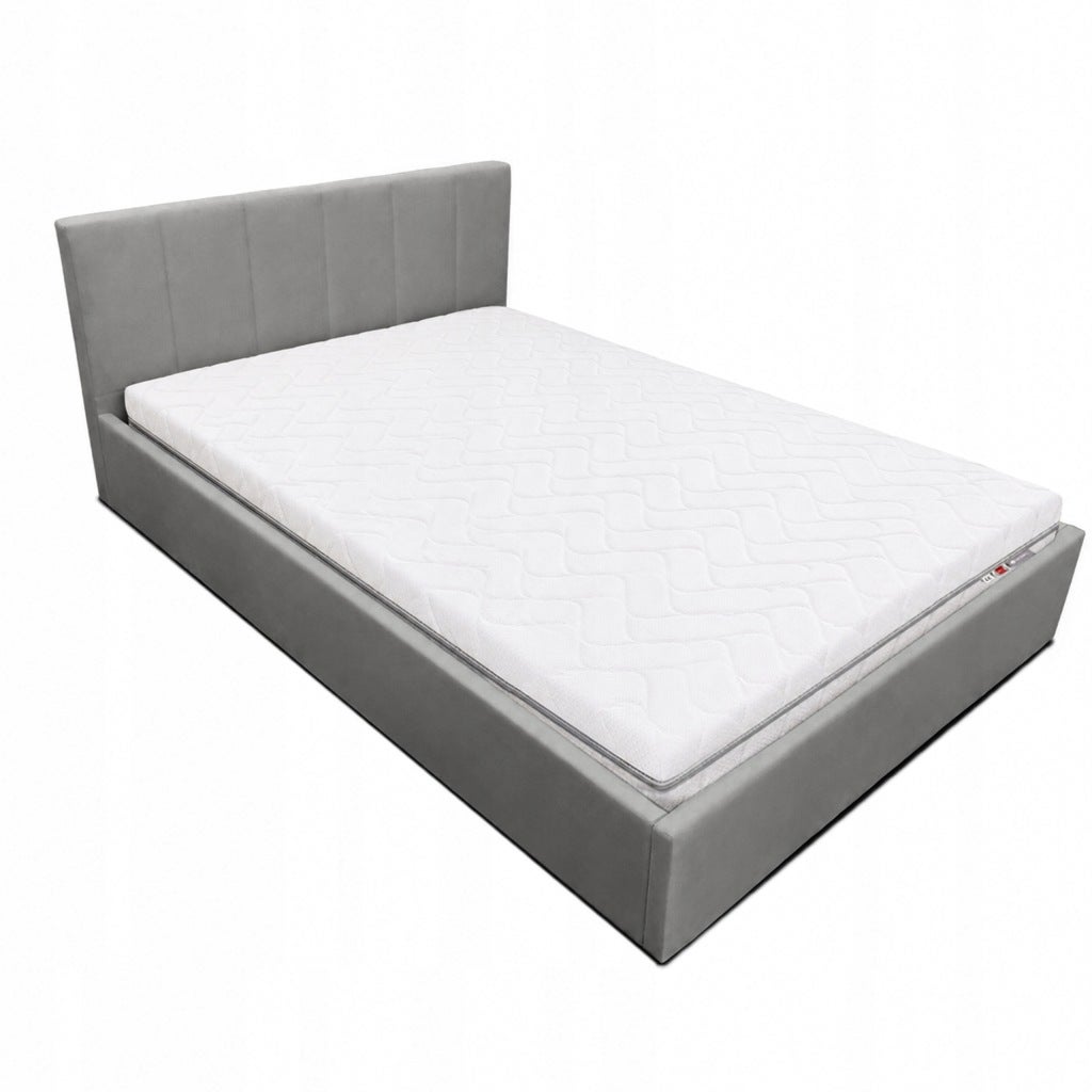 Zestaw łóżko tapicerowane LT102 Vertica 140x200 szare + materac Fandango