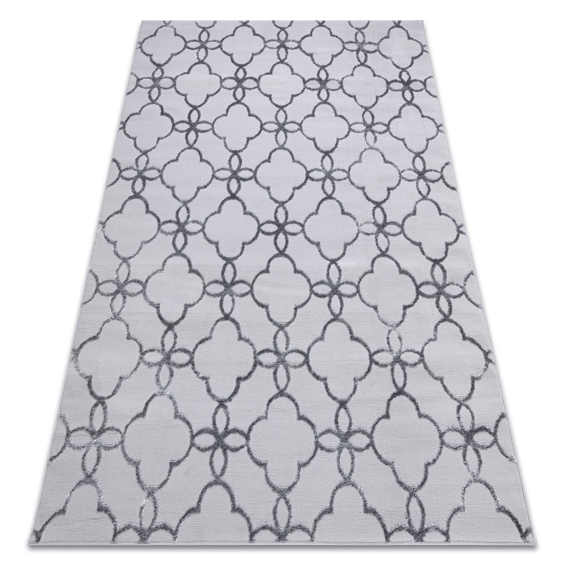 Dywan MEFE nowoczesny 8504 Koniczyna, kwiatki - Strukturalny, dwa poziomy runa ciemnoszary 240x330 cm