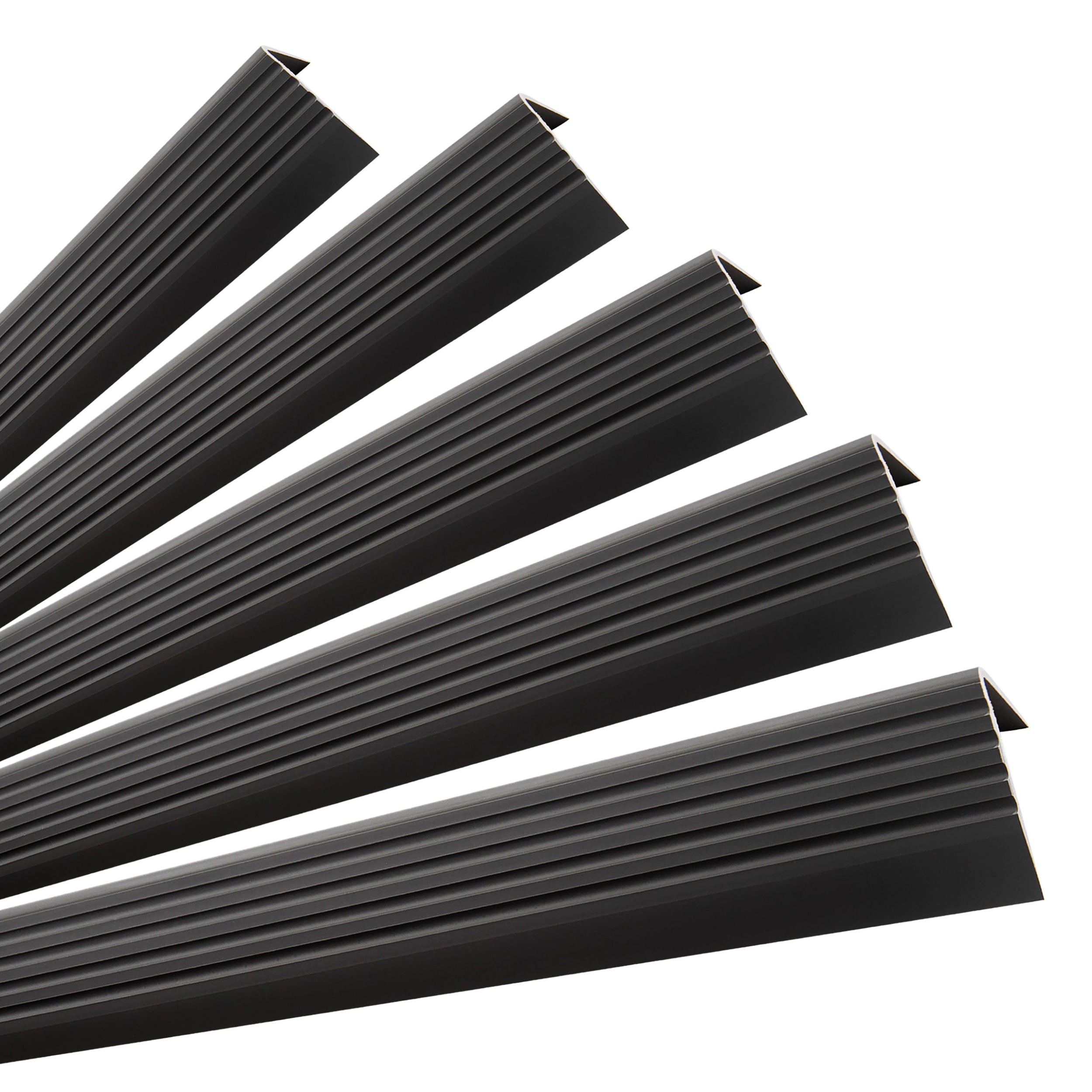 5x Profil schodowy samoprzylepny 50x42 mm PVC na krawędzie stopni z ryflowaniem - 100 cm, czarny
