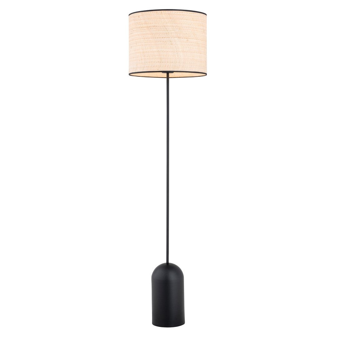 Lampa stojąca podłogowa czarna z kremowym abażurem 1xE27 15W ASPEN Emibig