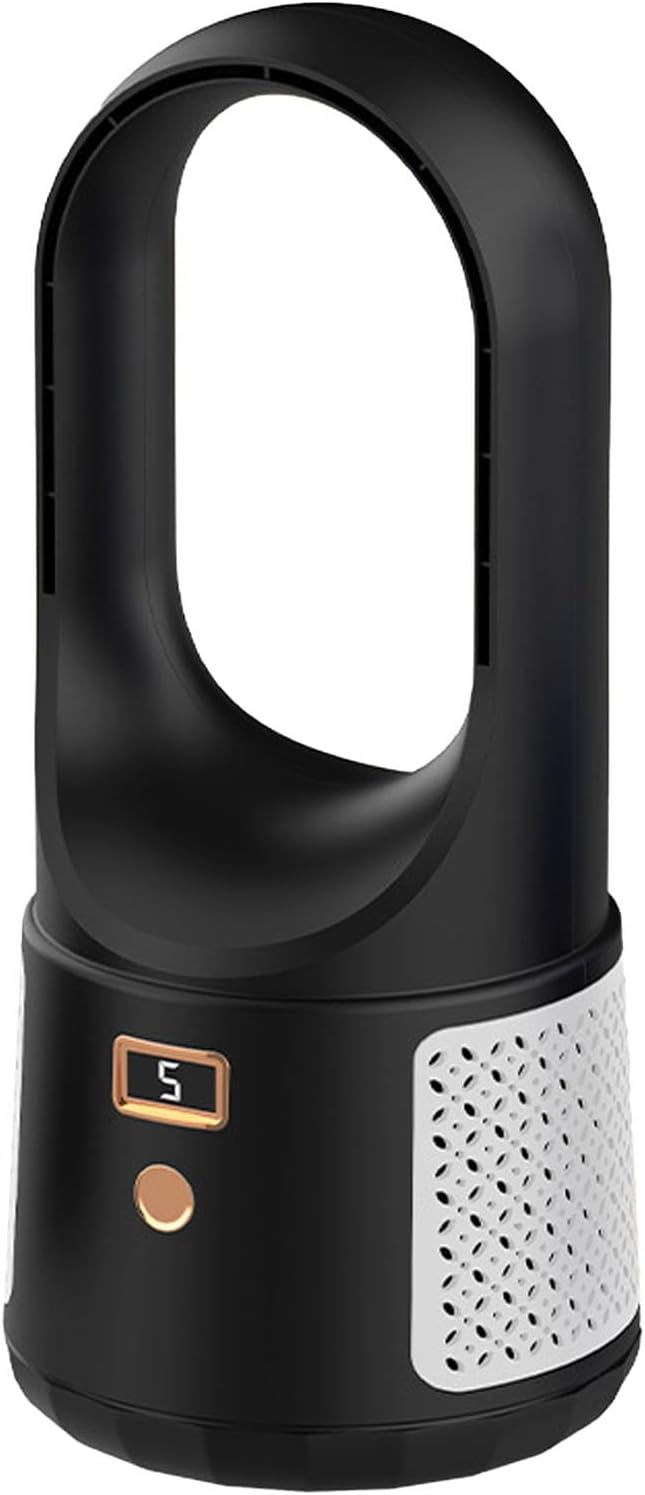 Wentylator biurkowy USB – 6-biegowy, bezłopatkowy, cichy wentylator chłodzący – przenośny wentylator biurkowy – czarny