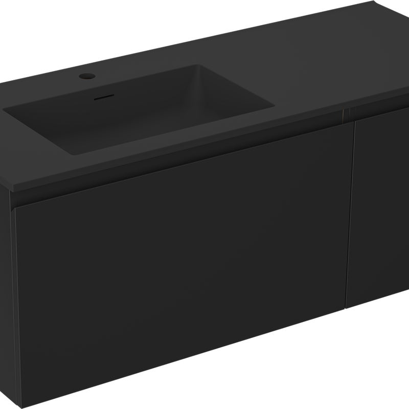 Mexen Orio szafka łazienkowa 120 cm z umywalką Otis lewą, 1S, 1D, czarna mat - 91A13-12047-3-BBFF71-W18L71