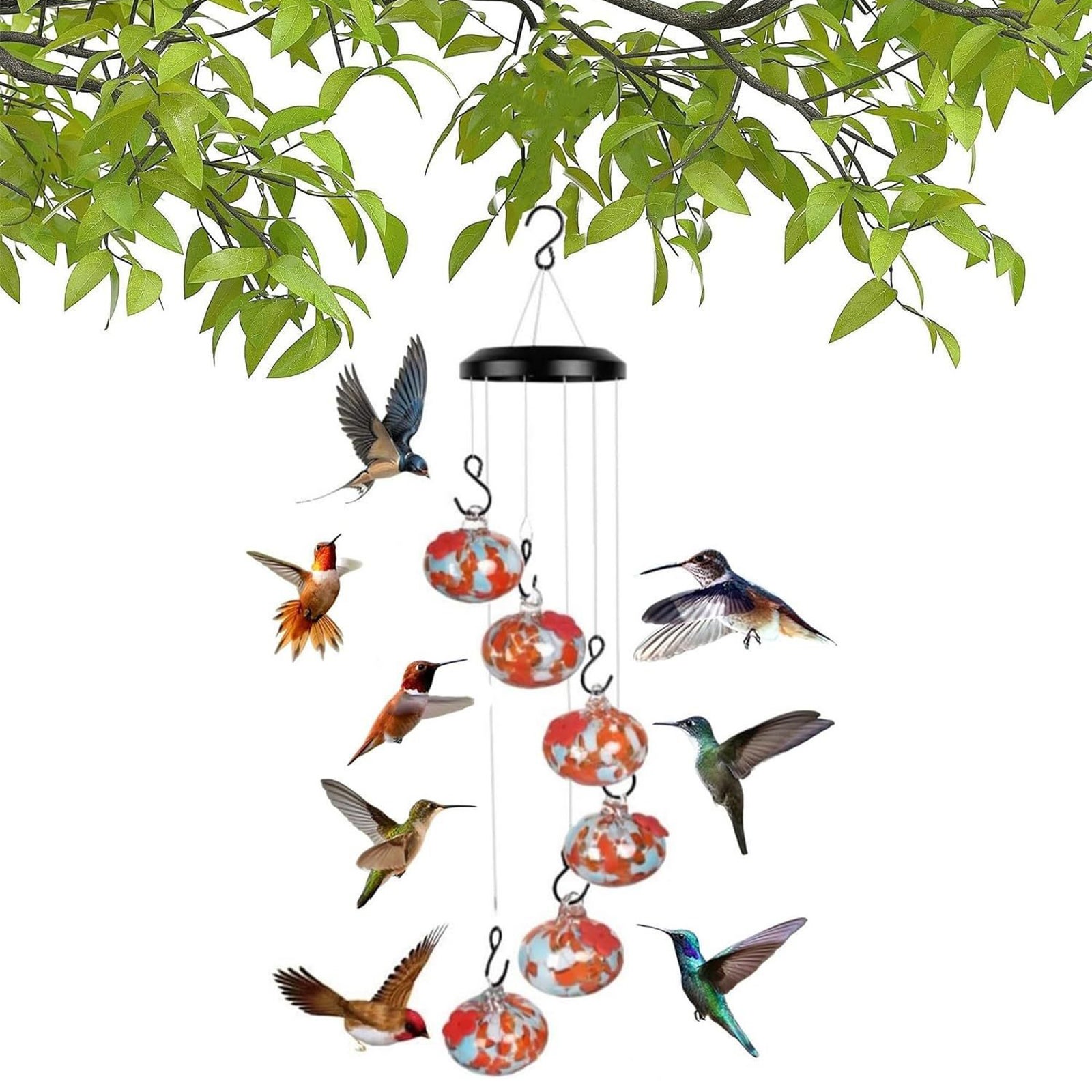 Zewnętrzny wiszący Bird Feeder Charming Wind gongs Hummingbird Feeders Ant i Bee Proof Leakproof Outside Yard dekoracja ogrodowa