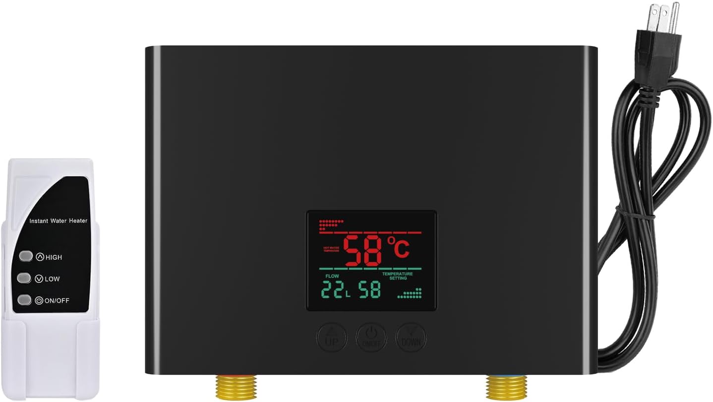 Przepływowy podgrzewacz wody elektryczny 3000W 220V, idealny do łazienek i kuchni (czarny)