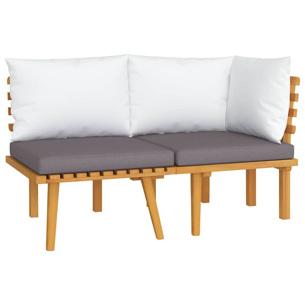 Sofa Ogrodowa Modułowa 2-Osobowa Drewniana z Szarymi Poduszkami na Taras