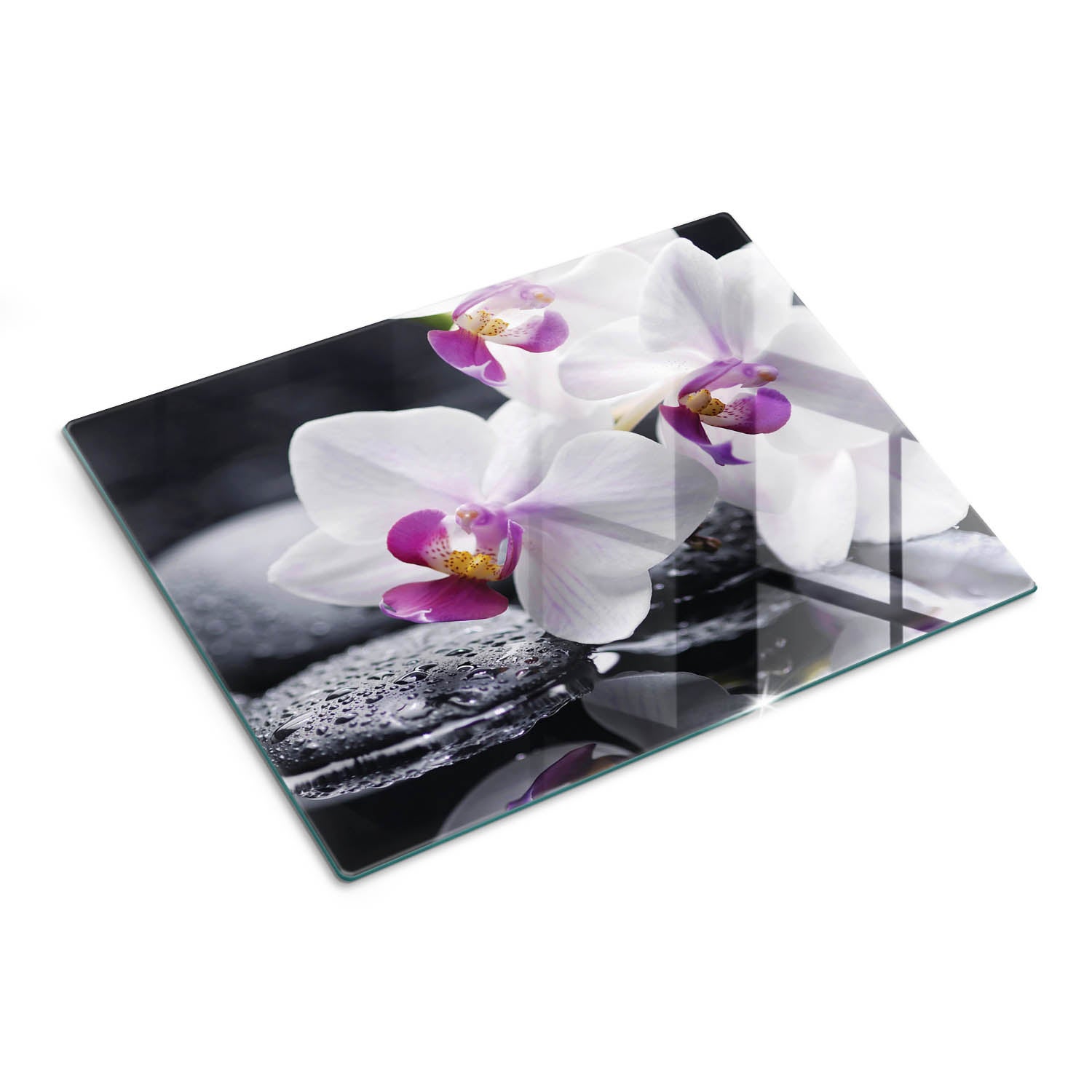 Deska do krojenia z wytrzymałego szkła hartowanego - Orchidea - 30x40 - Tulup