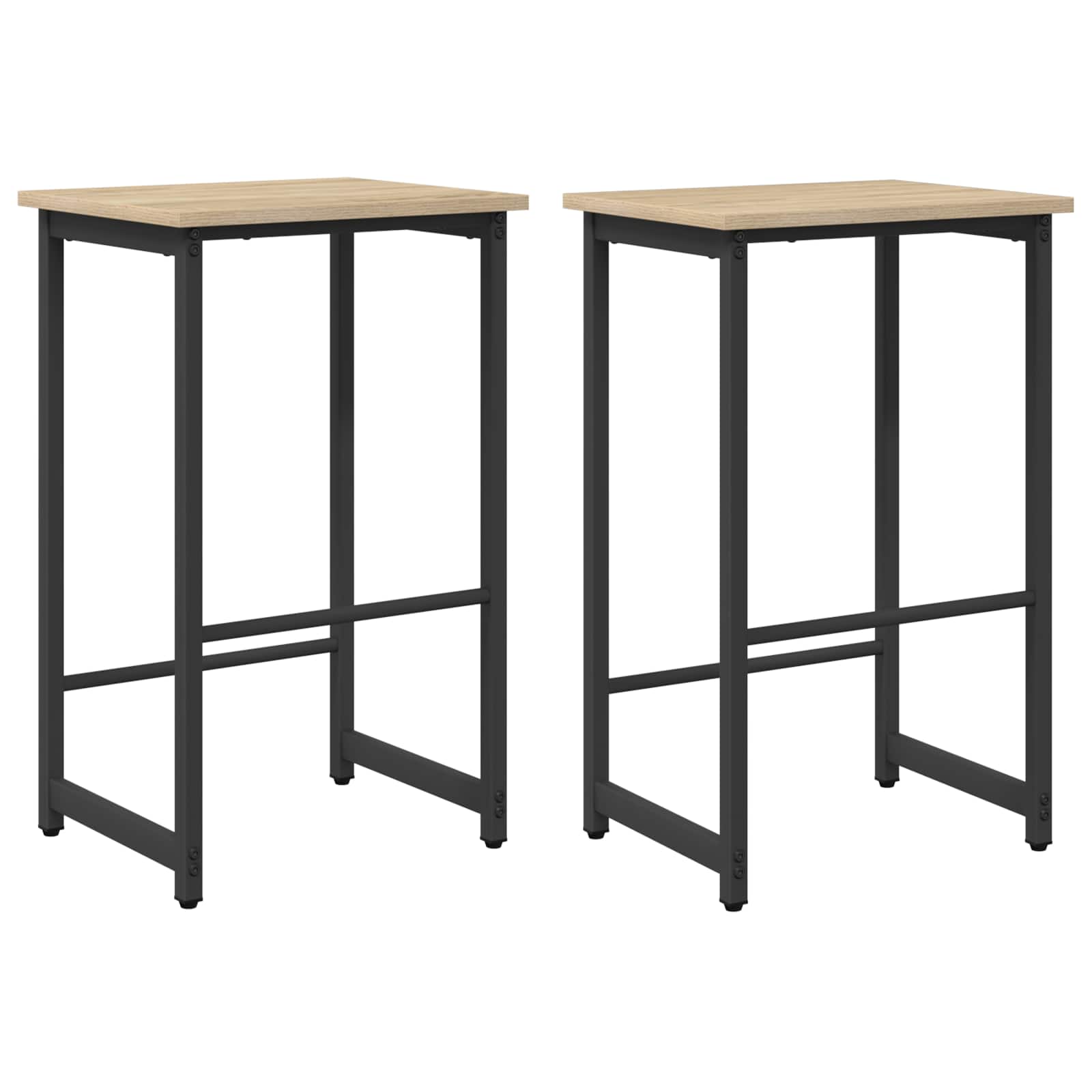 2x Hoker Barowy Metalowy do Kuchni Dąb Sonoma z Podnóżkiem