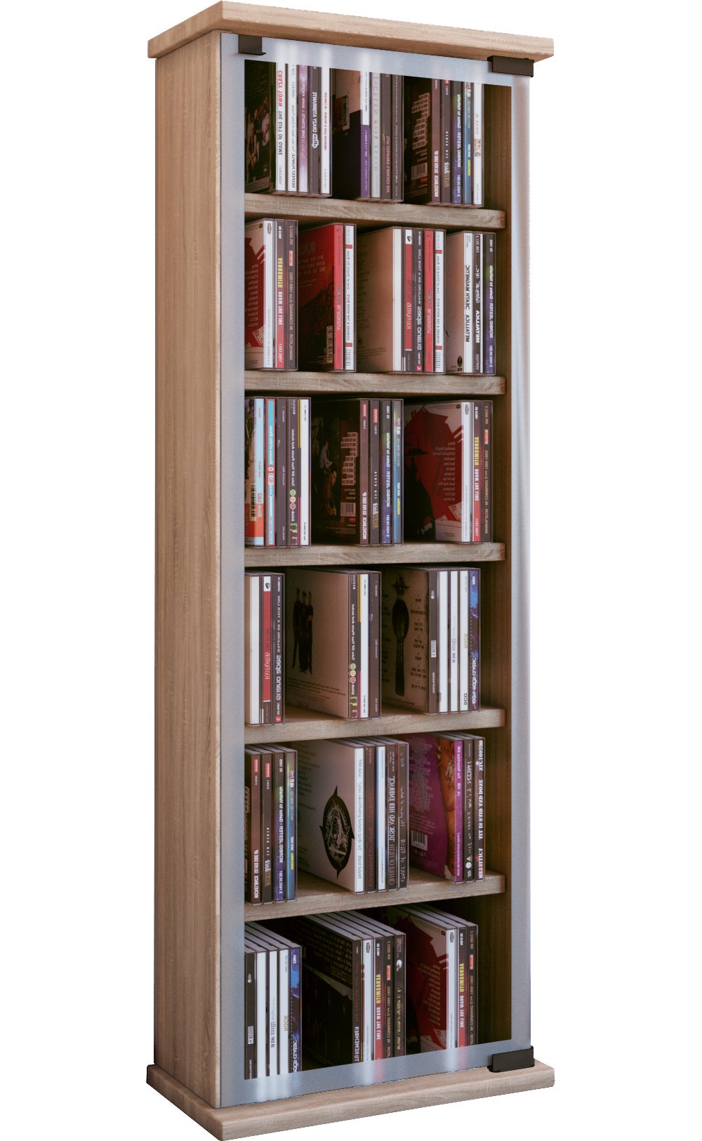 VCM Płyta CD / DVD Media Shelf Classic Dąb Sonoma (tartak) H. 92 x B. 31 x T. 18 cm