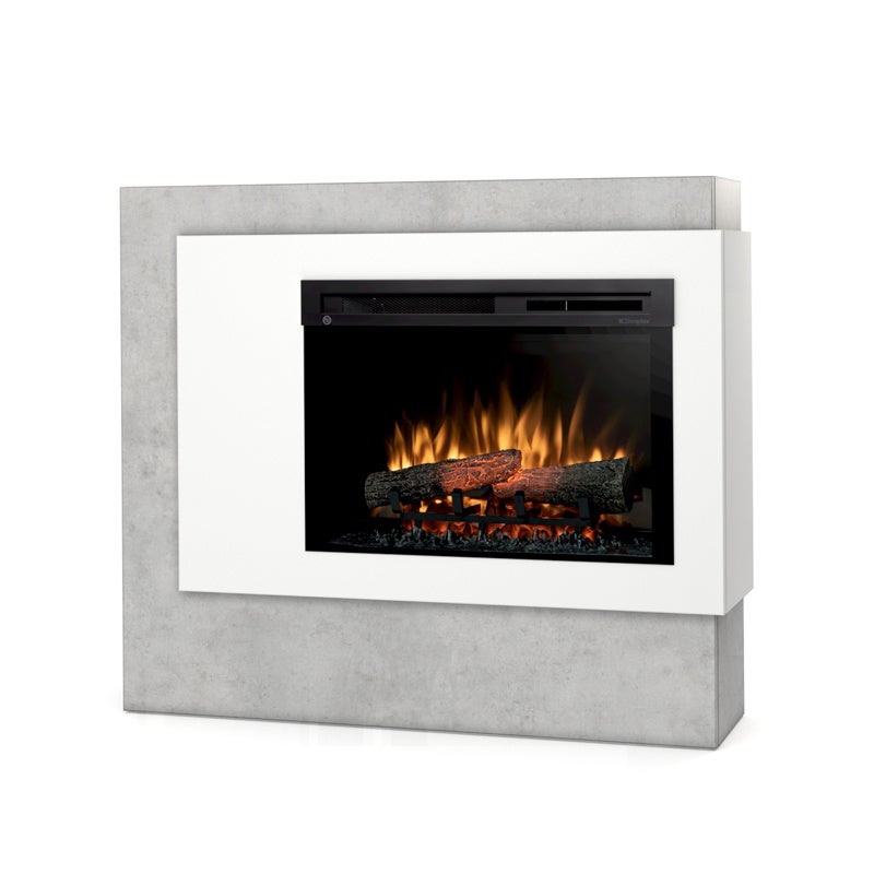 Kominek elektryczny 26" XHD 1400W efekt płomienia obudowa beton front biały Warmtec Pulmari
