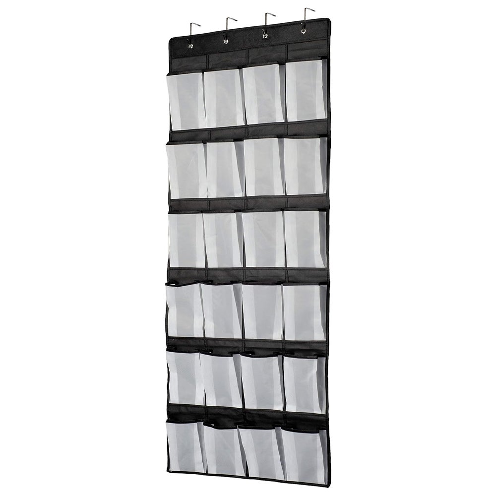 Organizer wiszący na drzwi, półka na buty, schowek na buty, 24 duże kieszenie z siatki do sypialni, 140 x 55 cm