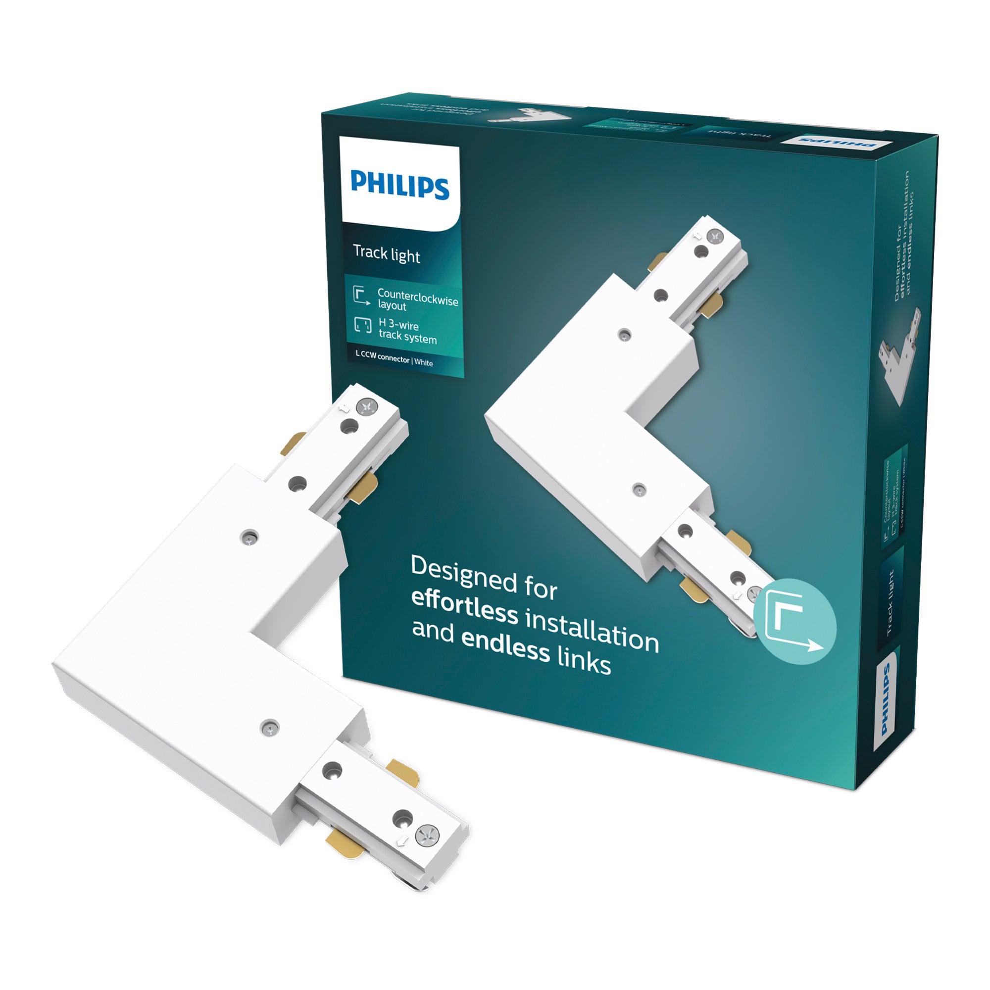 Łącznik Kątowy typ L Lewoskrętny Złącze do Szyn Oświetleniowych Szynoprzewodów LED Jednofazowych Biały EasyLink Philips