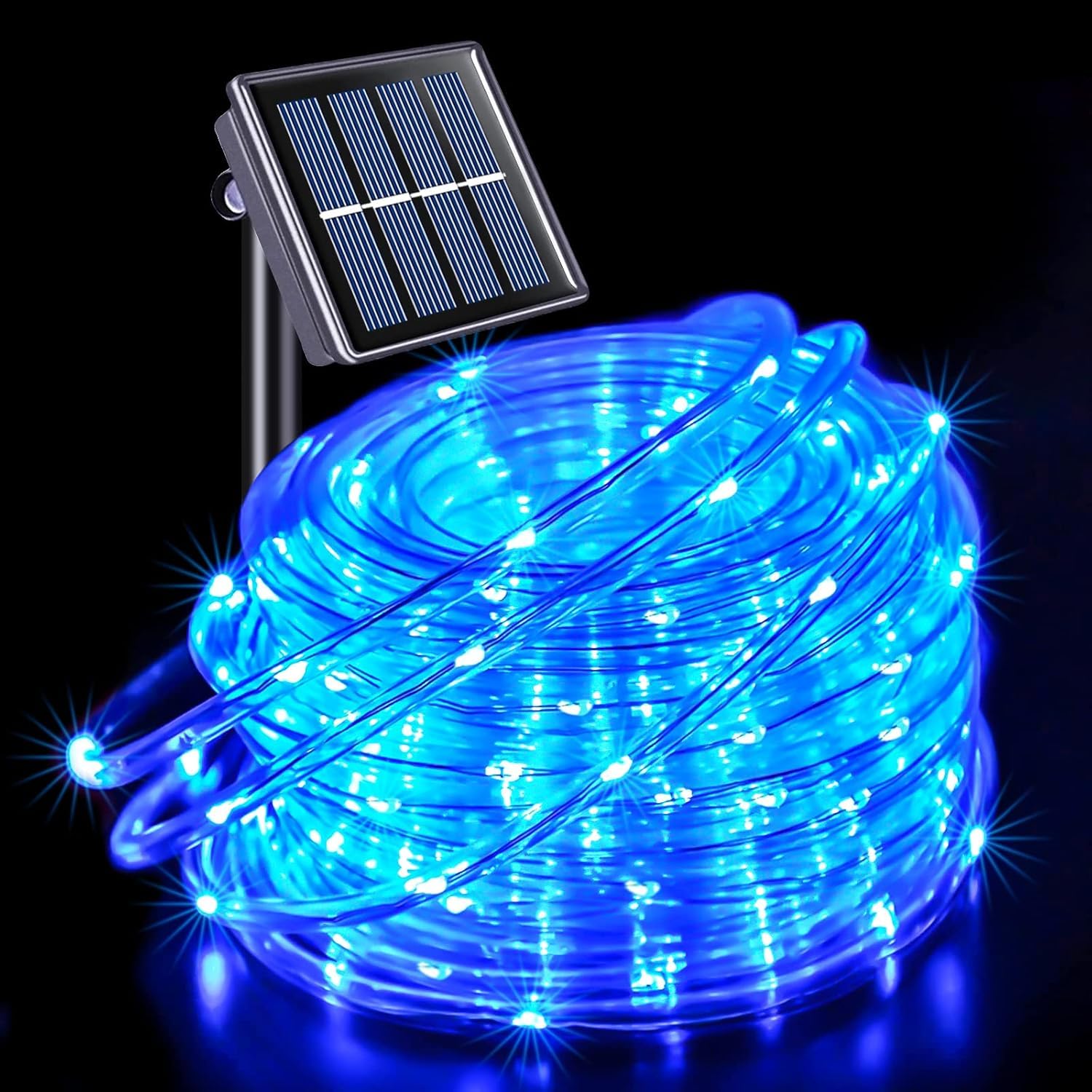 Zewnętrzna solarna girlanda świetlna LED IP65 - 12 m - 100 LED - 8 trybów oświetlenia - Girlanda świetlna do ogrodu, na drzewo, na imprezę - Niebieska