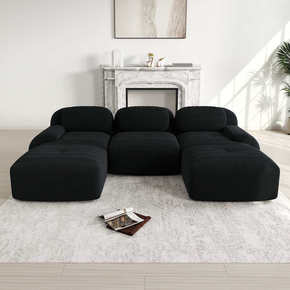 Modułowa sofa w kształcie litery U z najwyższej jakości sztruksu, antypoślizgowa, przyjazna dla zwierząt, z pianki o wysokiej elastyczności 32D