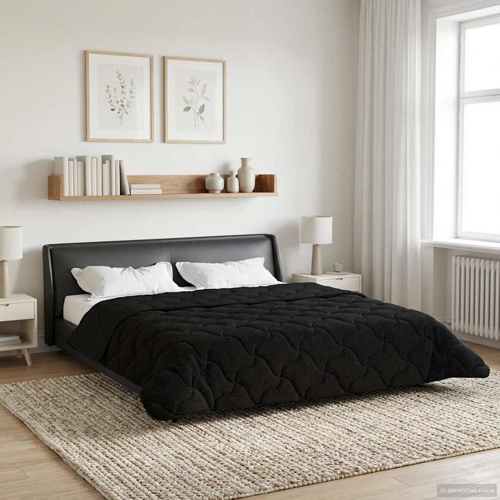 Zimowa Kołdra Czarny 200 x 240 cm Mikrofibra i Fleece Teddy vidaXL