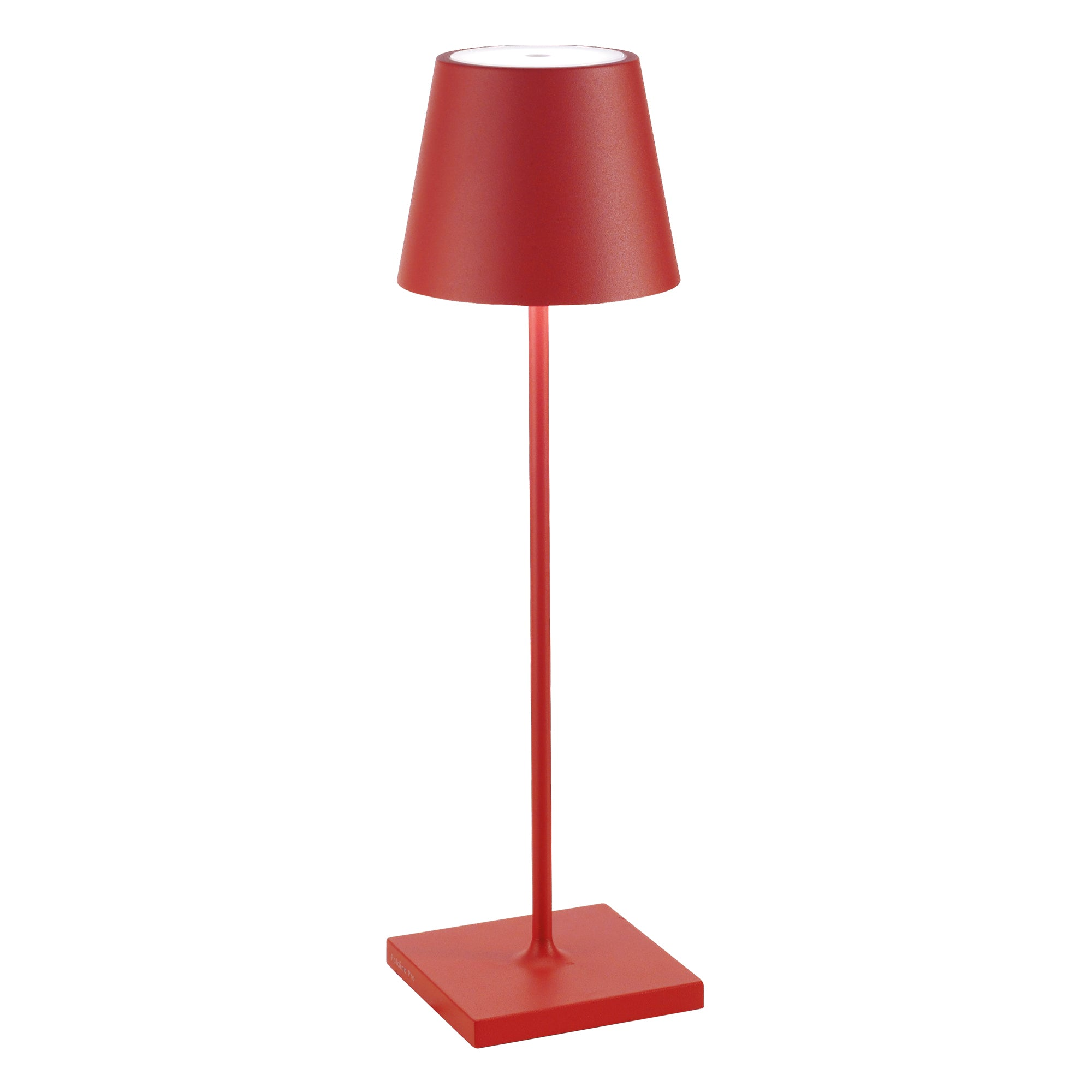 Zafferano Poldina Pro lampa stołowa LED czerwona, akumulatorowa, dotykowy ściemniacz, 2700-3000 K, IP65, wys 38 cm