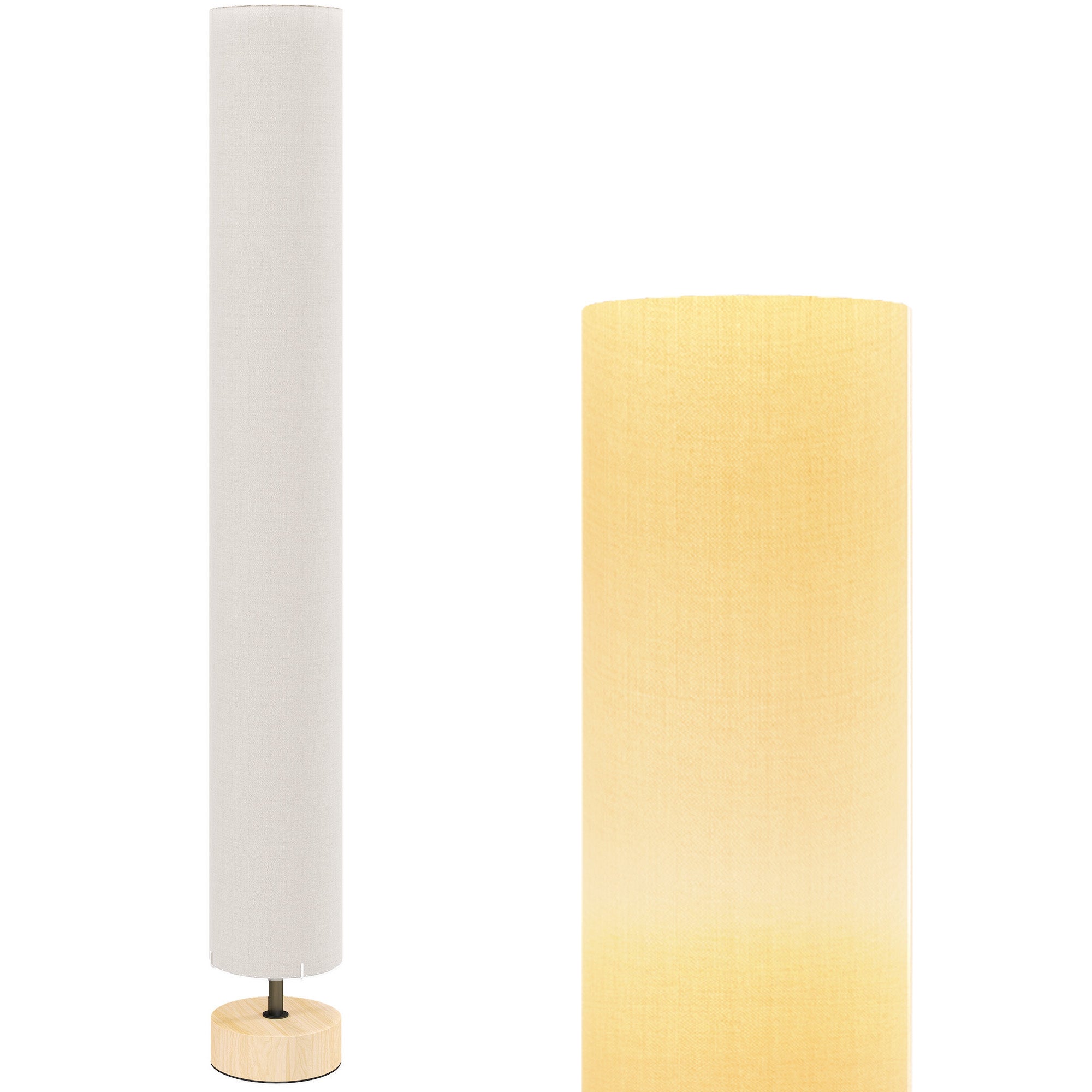 Lampa stojąca do salonu z lnianym kloszem, włącznikiem nożnym, 2 oprawki E27, 120 cm, beżowa