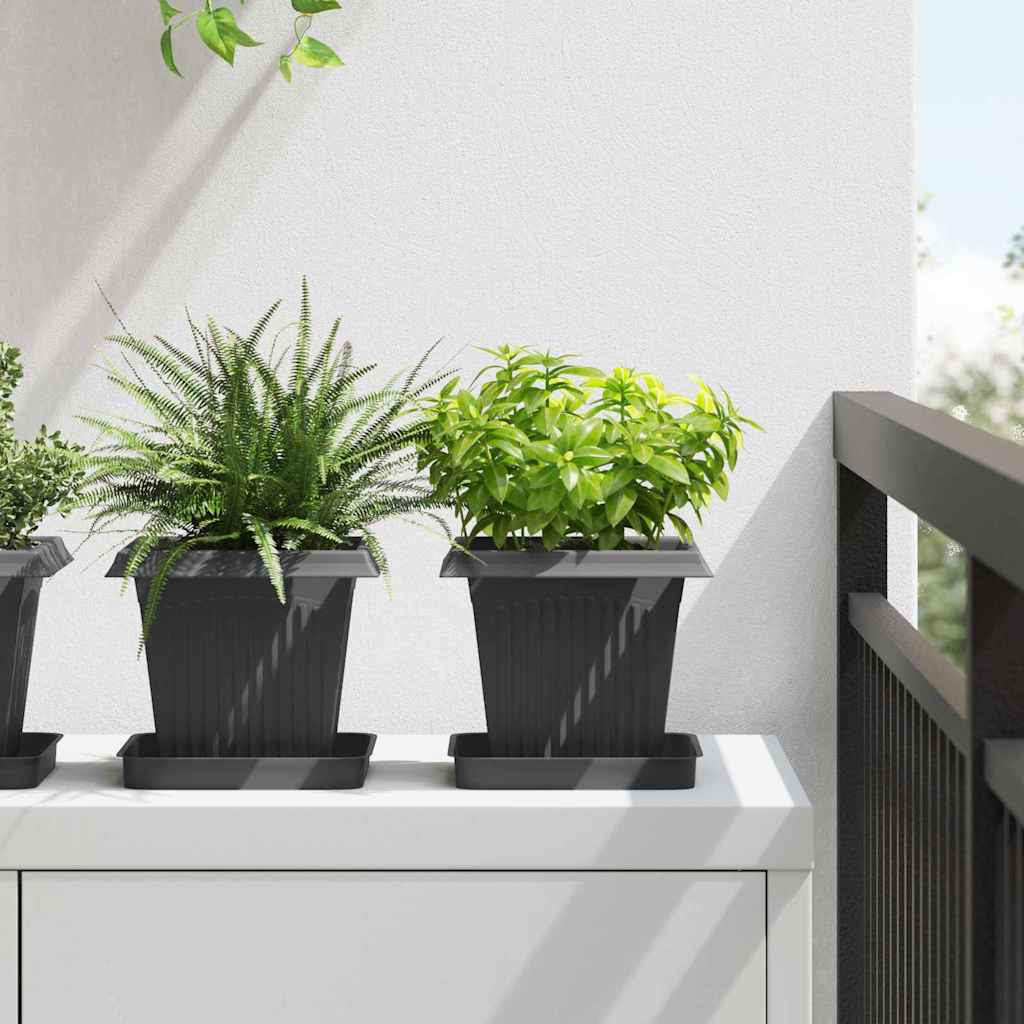 Doniczki 24 pcs Czarny 16 x 16 x 14 cm Z tworzywa sztucznego vidaXL