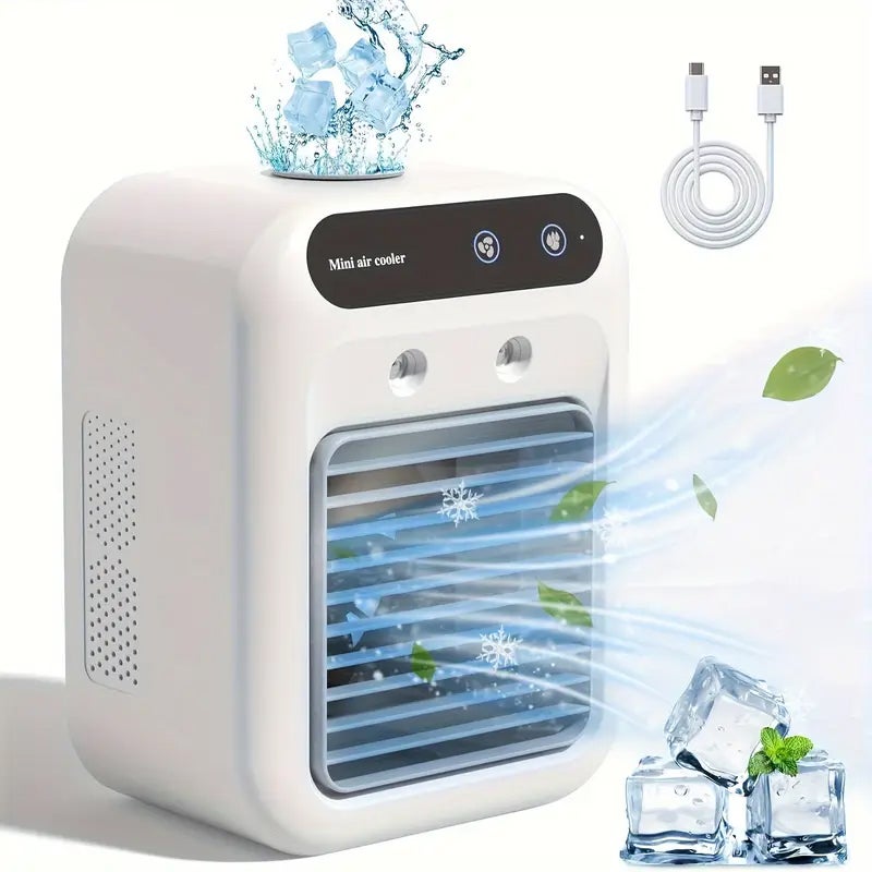 Przenośny wentylator chłodzący USB - mini klimatyzator z 2 prędkościami i funkcją mgiełki - wentylator nawilżający do sypialni