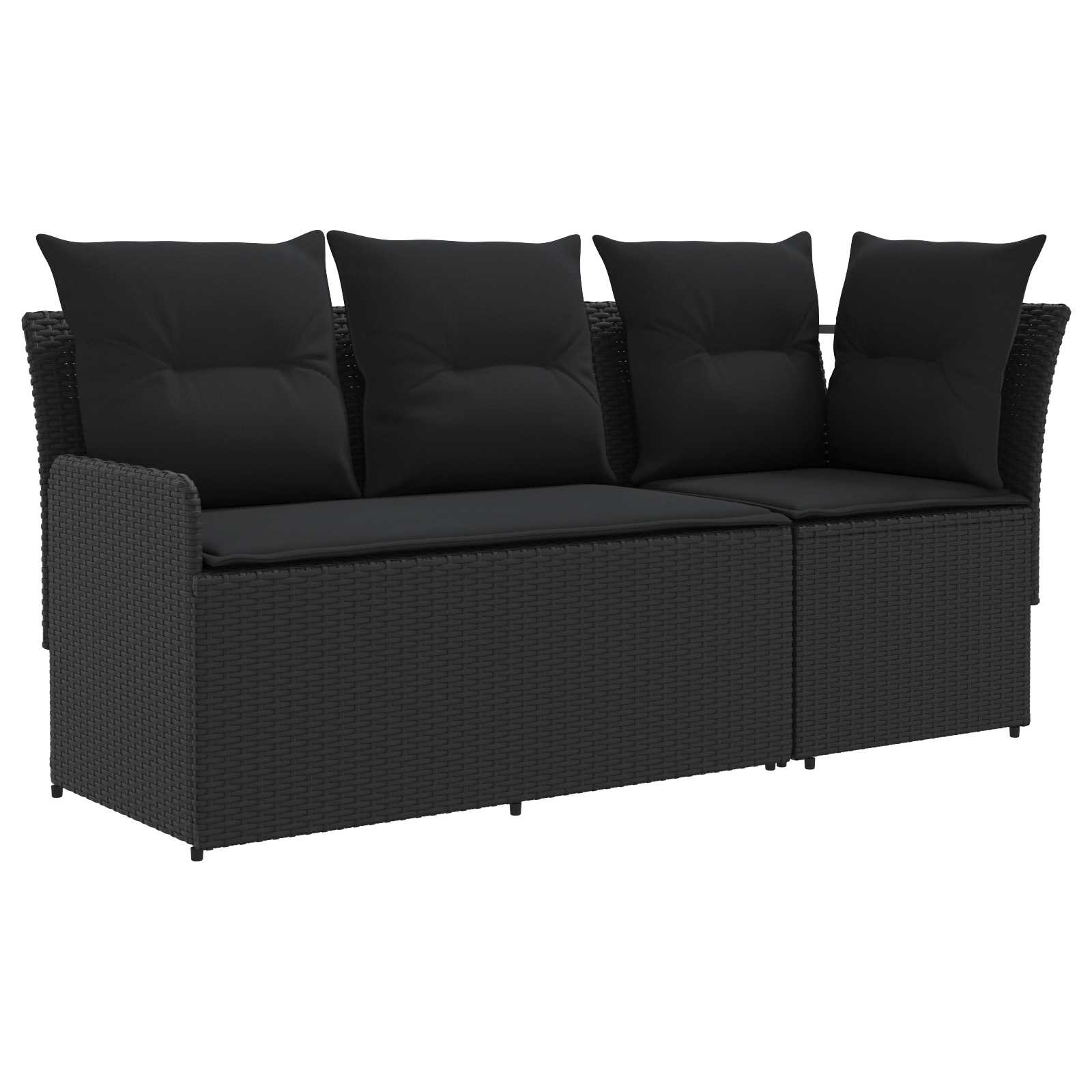 Sofa ogrodowa z podłokietnikami i sofą narożną 2 Sztuka Czarny