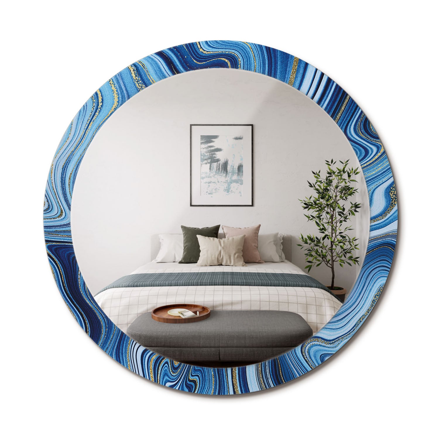 Lustro ścienne premium – okrągłe, hartowane szkło, dekoracyjny print Marmurowa rzeka - 90 cm - ArtPrintCave