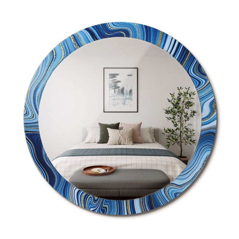 Lustro ścienne premium – okrągłe, hartowane szkło, dekoracyjny print Marmurowa rzeka - 90 cm - ArtPrintCave
