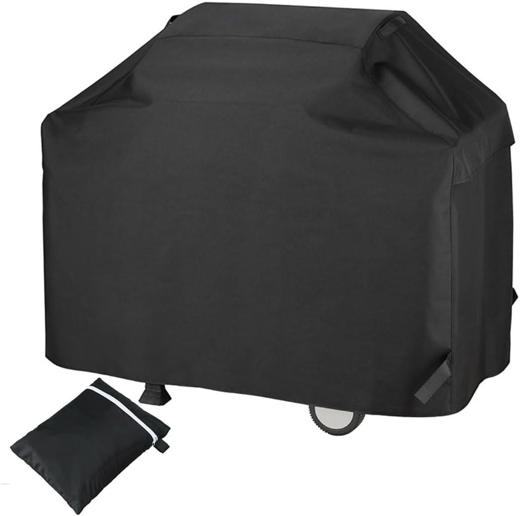 Pokrowiec na grilla zewnętrznego wykonany z tkaniny Oxford 420D – wodoodporny, odporny na promieniowanie UV, wiatr i kurz (147 x 61 x 122 cm, czarny)