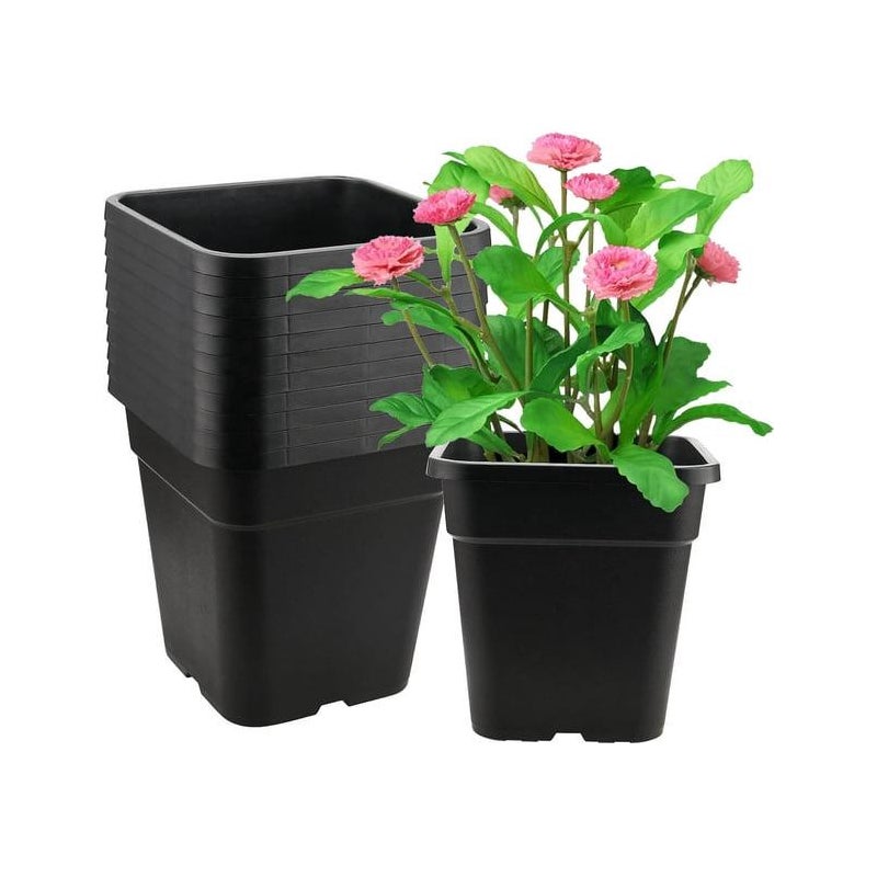 Lot 12 doniczek pépinière carrés de 25 cm (10 woreczków), pots deculture en plastique de 11 litrów (3 galony) z drenażem do plantacji